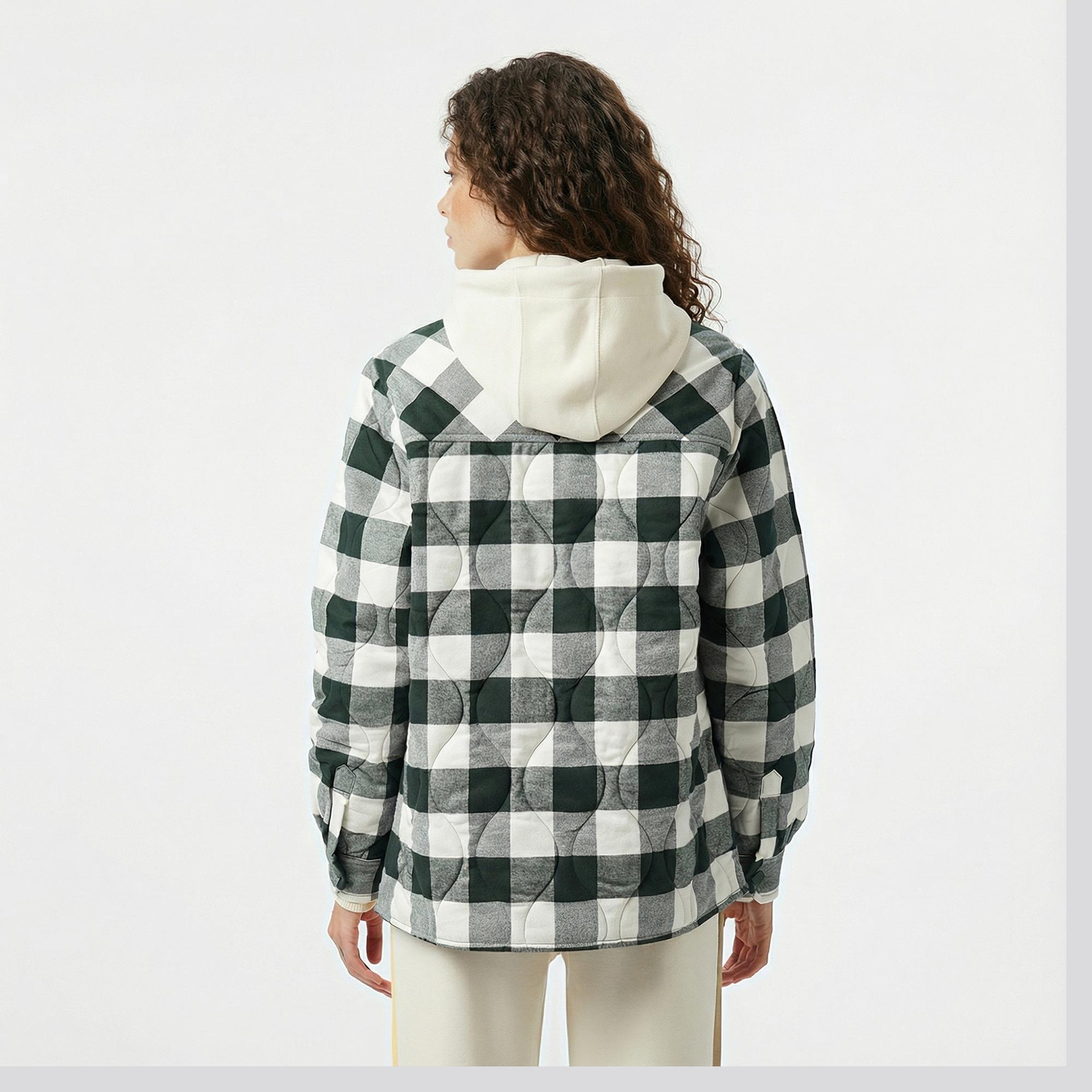 Lacoste Kadın Ekose Koyu Yeşil Gömlek