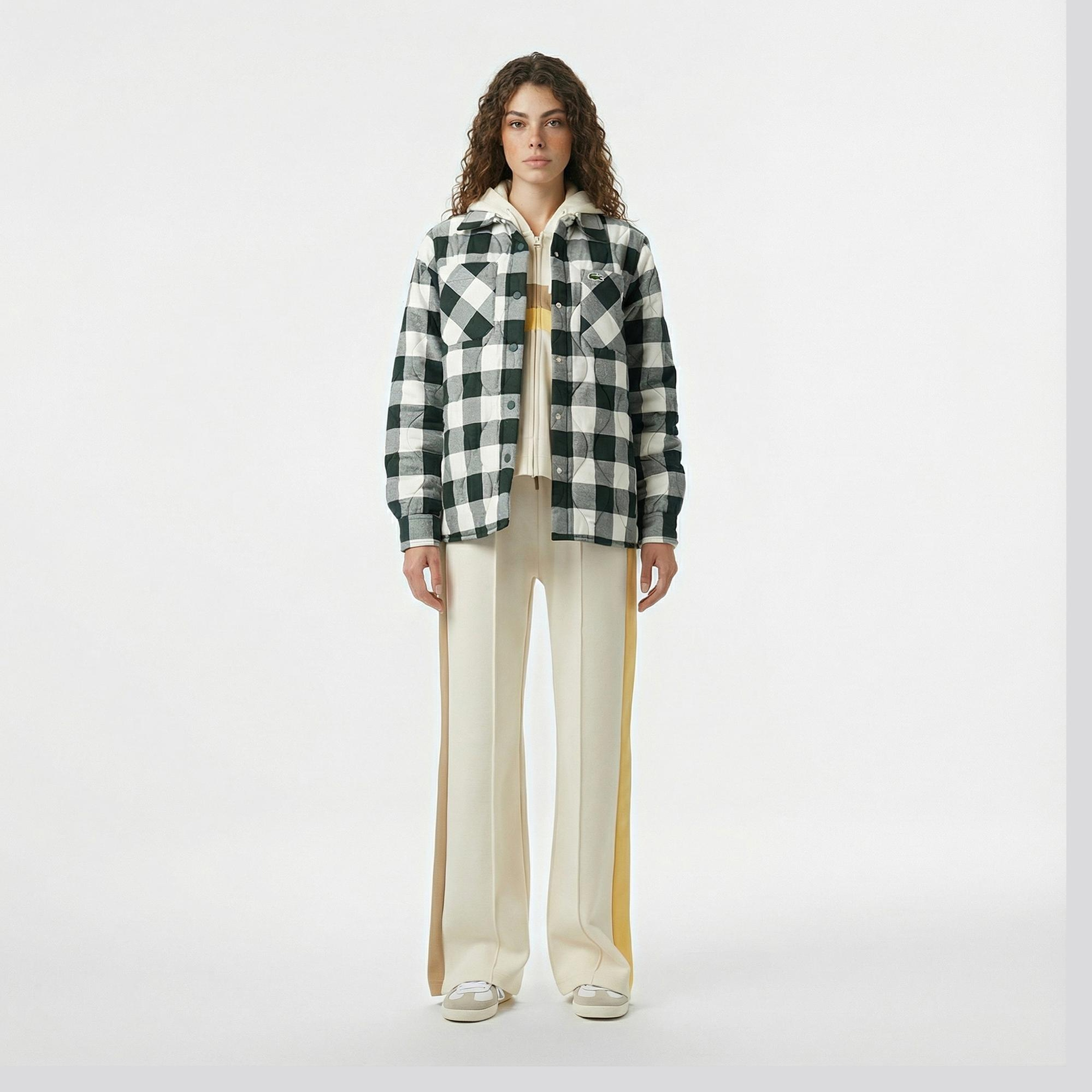 Lacoste Kadın Ekose Koyu Yeşil Gömlek