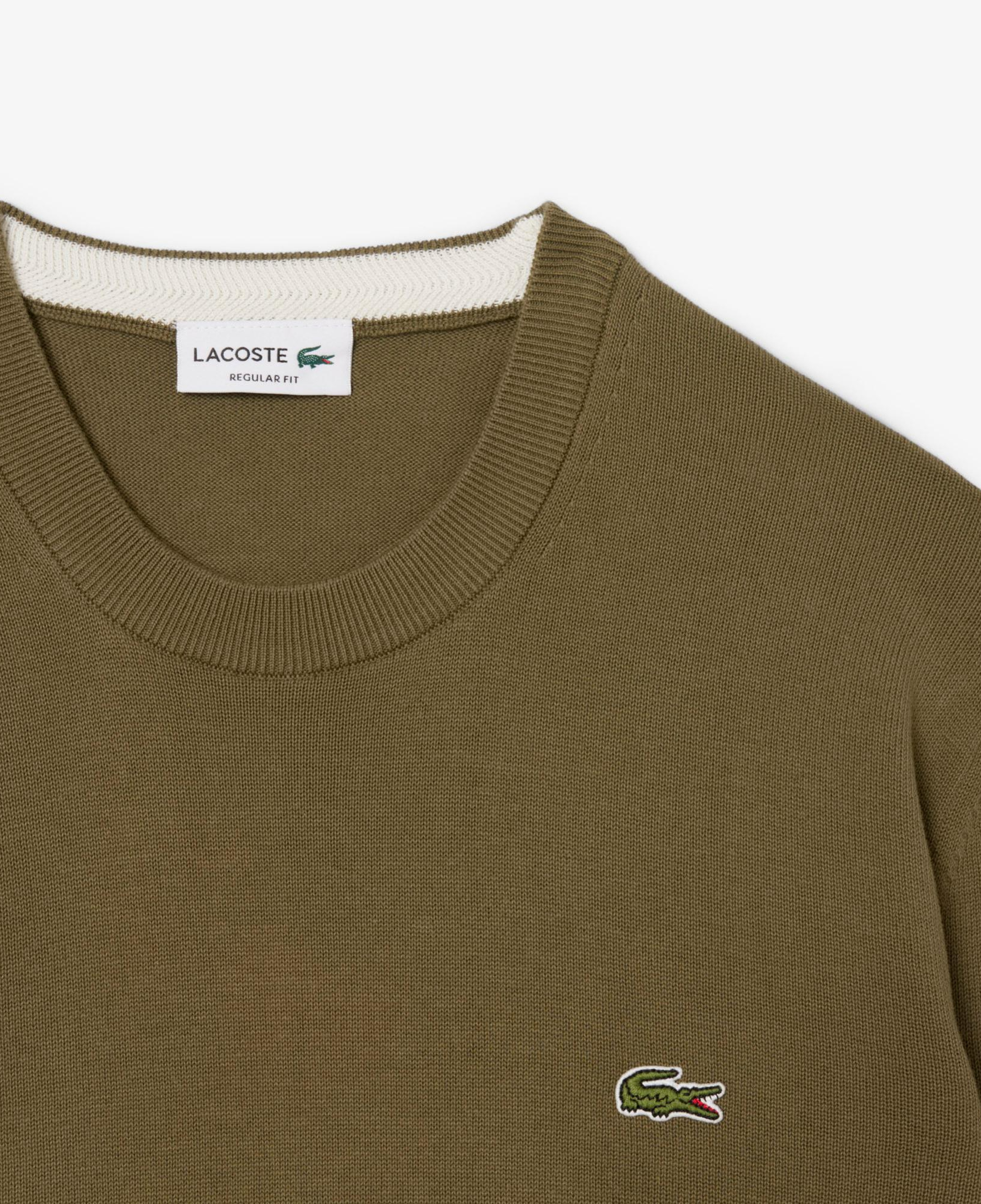 Lacoste Erkek Regular Fit Bisiklet Yaka Haki Kazak