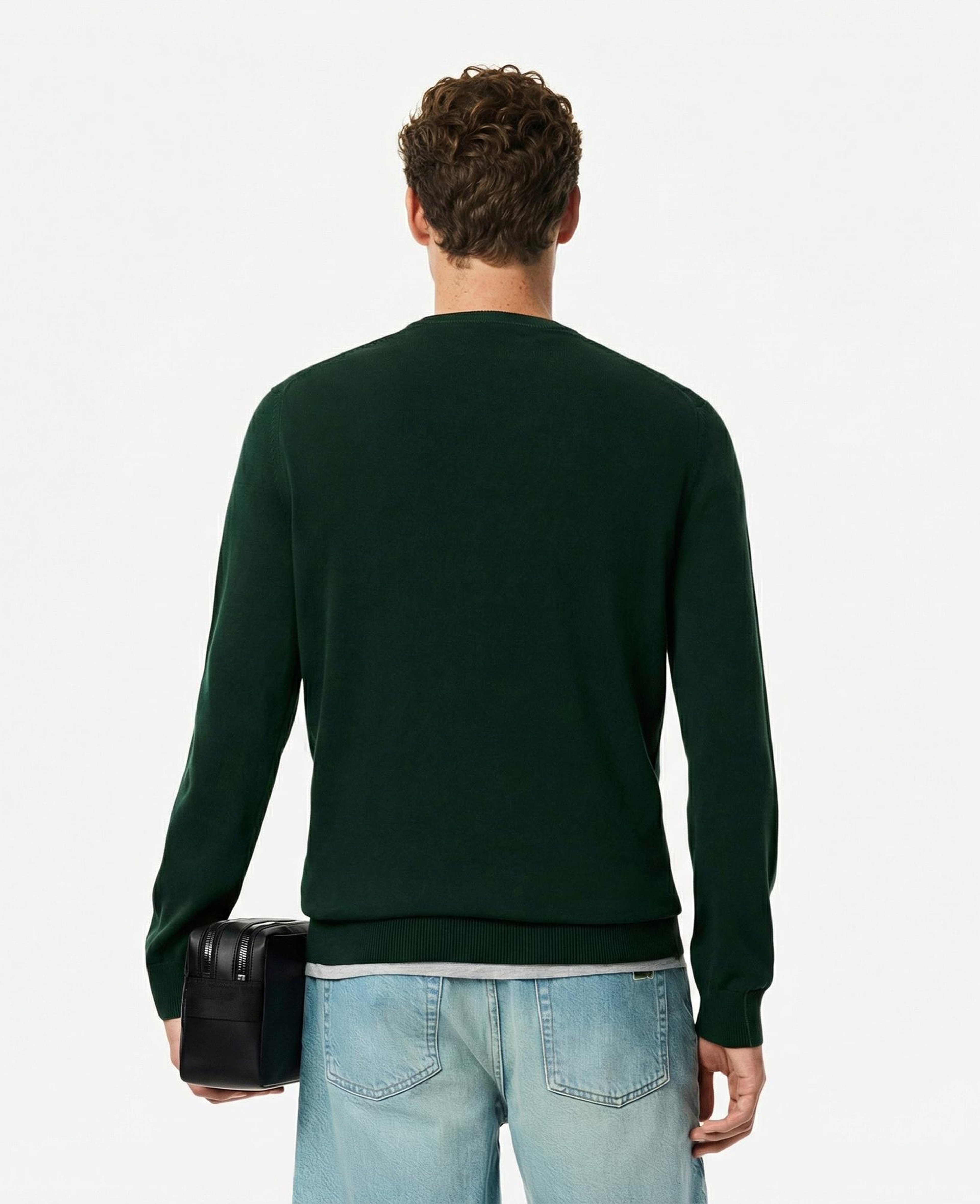 Lacoste Erkek Regular Fit Bisiklet Yaka Koyu Yeşil Kazak