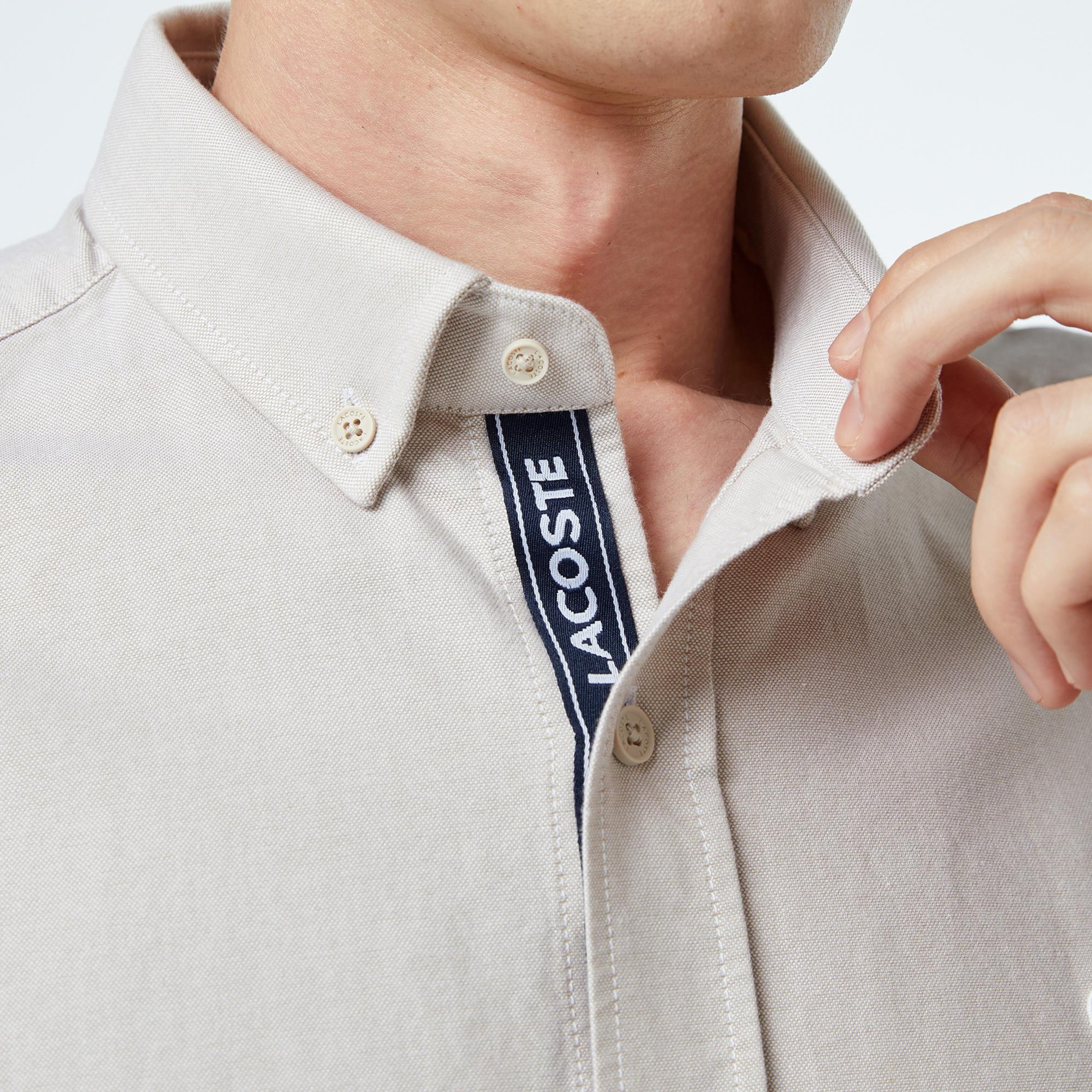 Lacoste Erkek Slim Fit Düğmeli Yaka Gri Gömlek