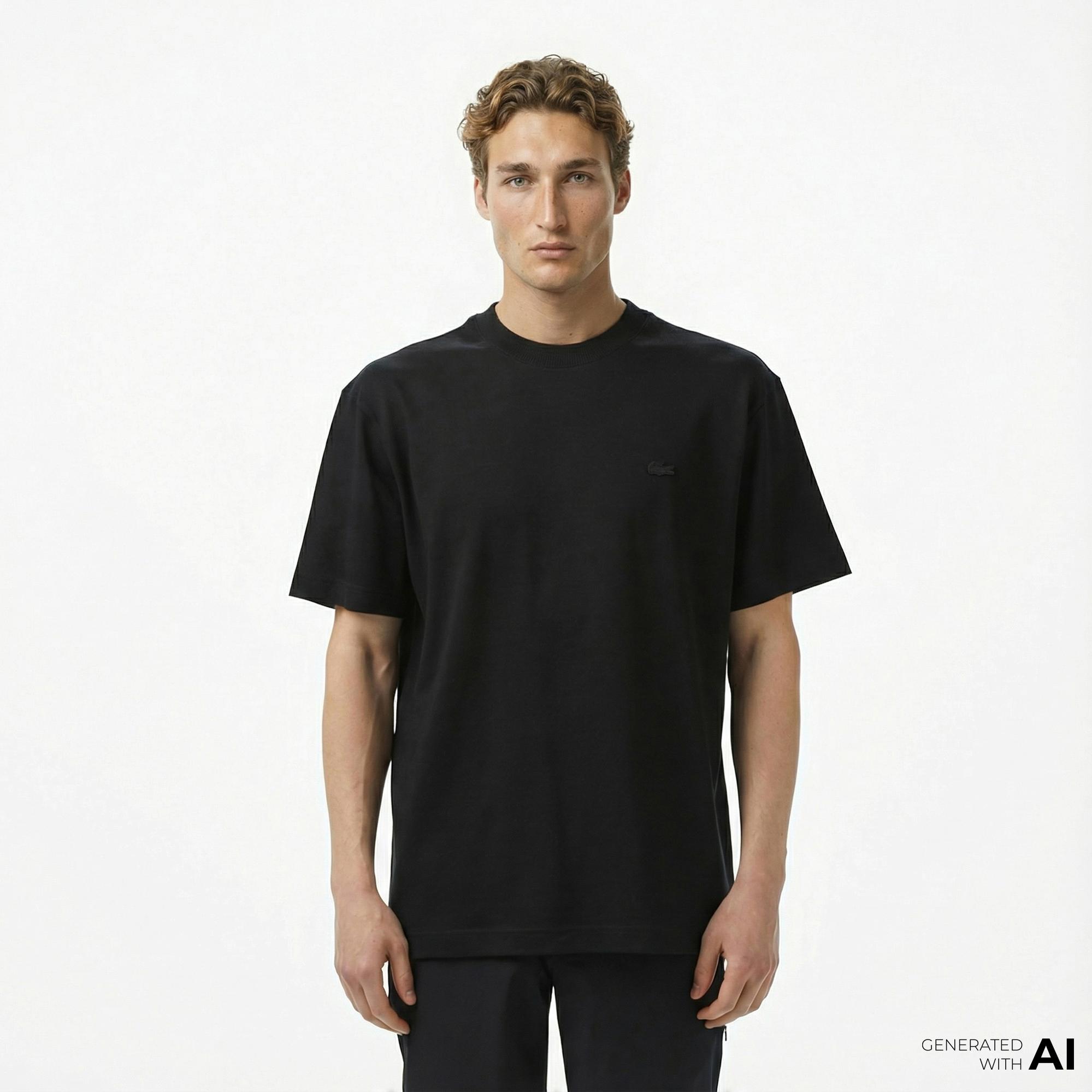 Lacoste Erkek Relaxed Fit Bisiklet Yaka Siyah T-Shirt