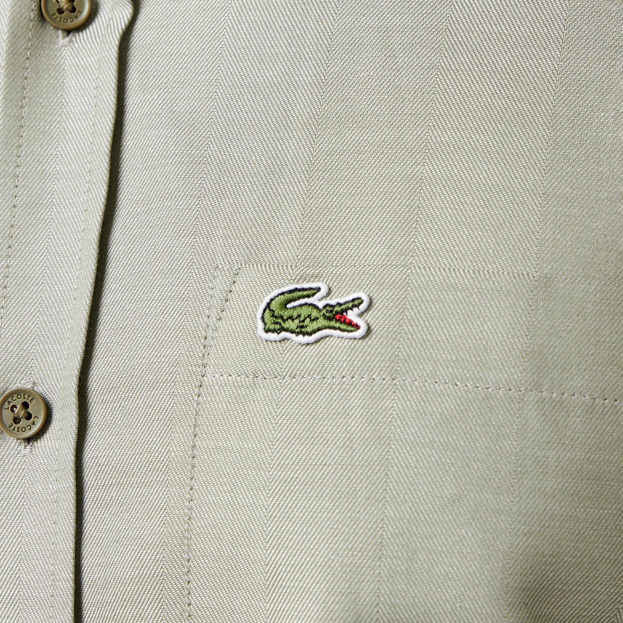 Lacoste Erkek Slim Fit Düğmeli Yaka Gri Gömlek