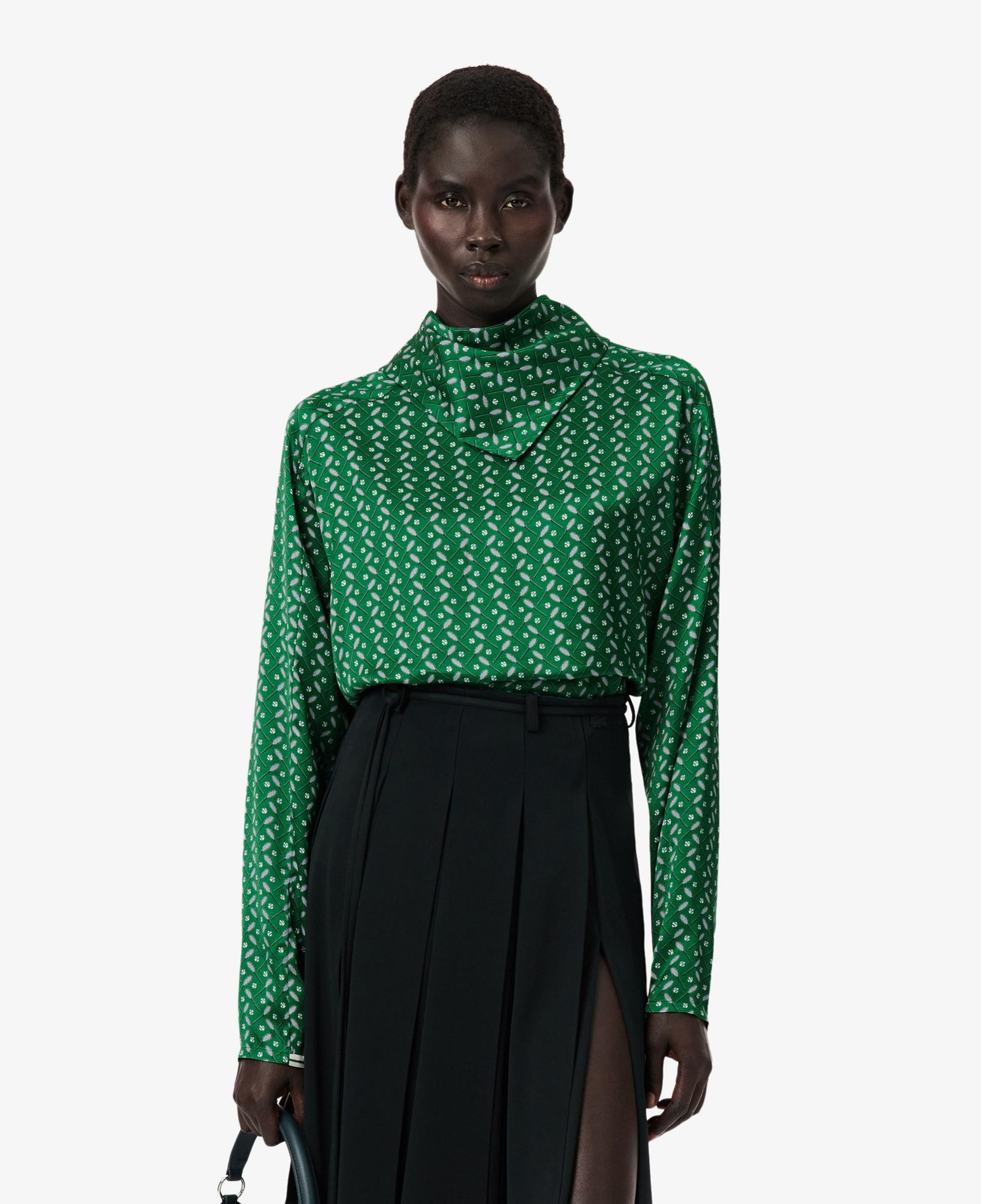 Lacoste Runway Kadın Desenli Yeşil Bluz