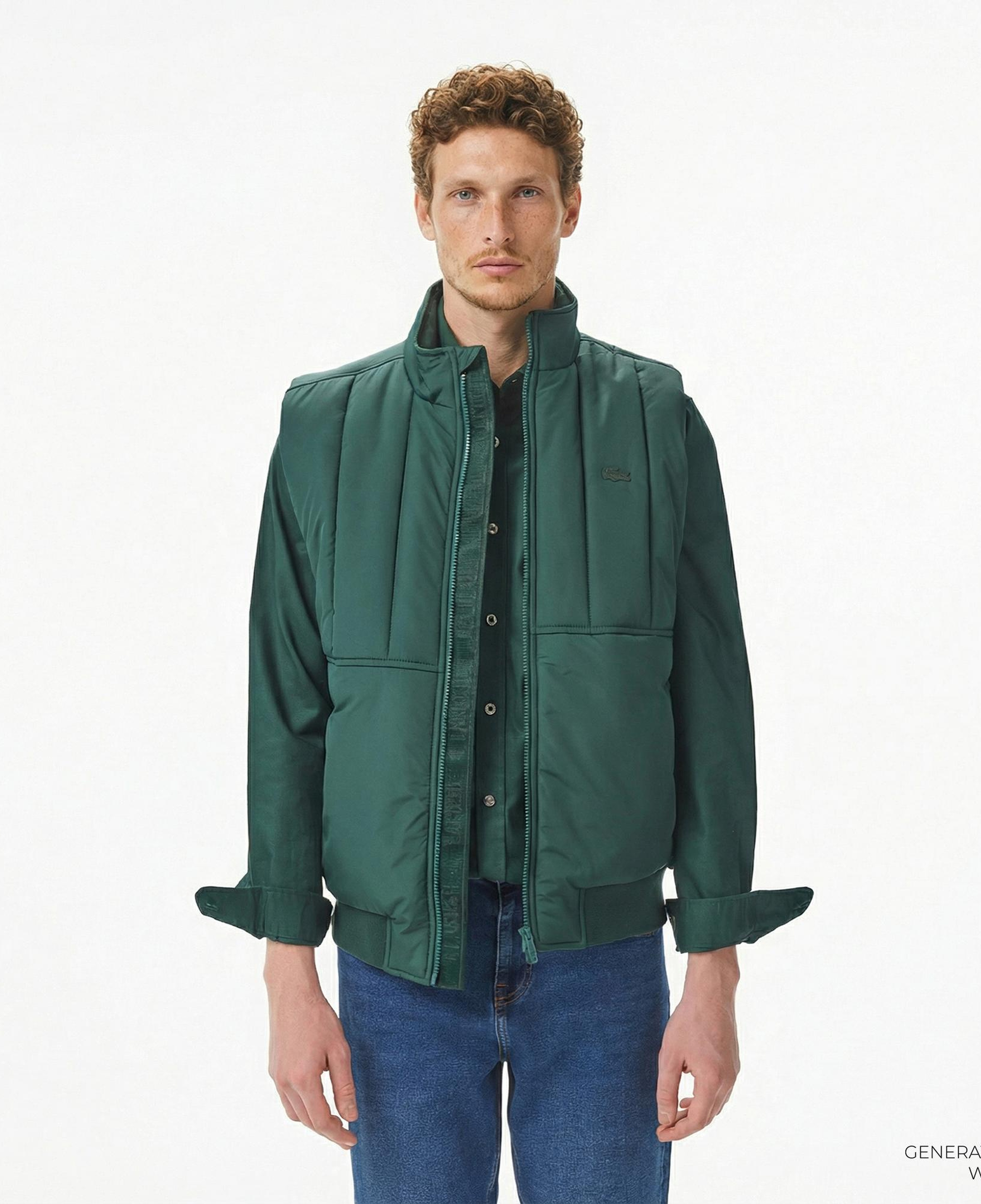 Lacoste Erkek Dik Yaka Koyu Yeşil Yelek