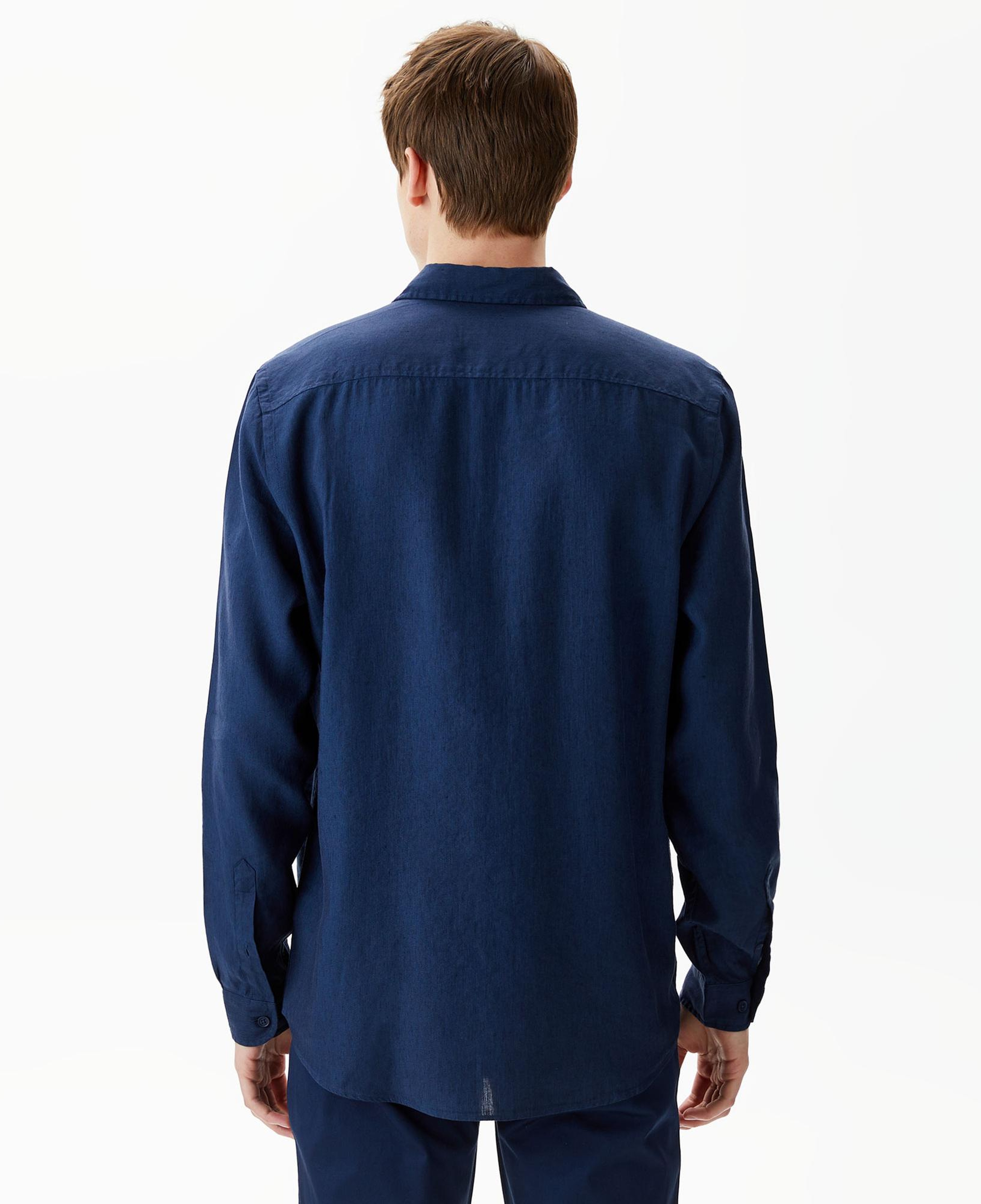 Lacoste Erkek Regular Fit Keten Lacivert Gömlek