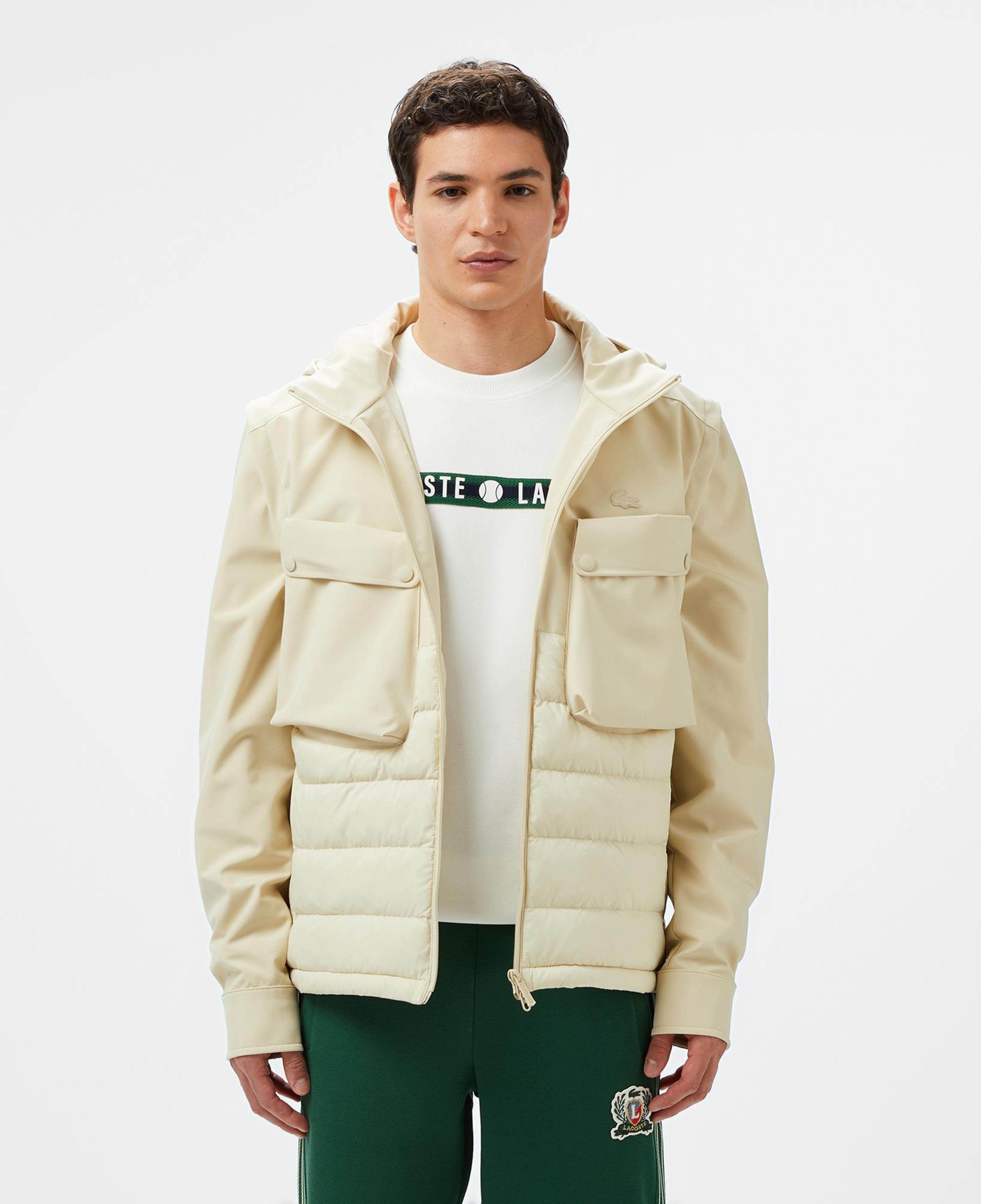 Lacoste Erkek Regular Fit Kapüşonlu Baskılı Krem Mont