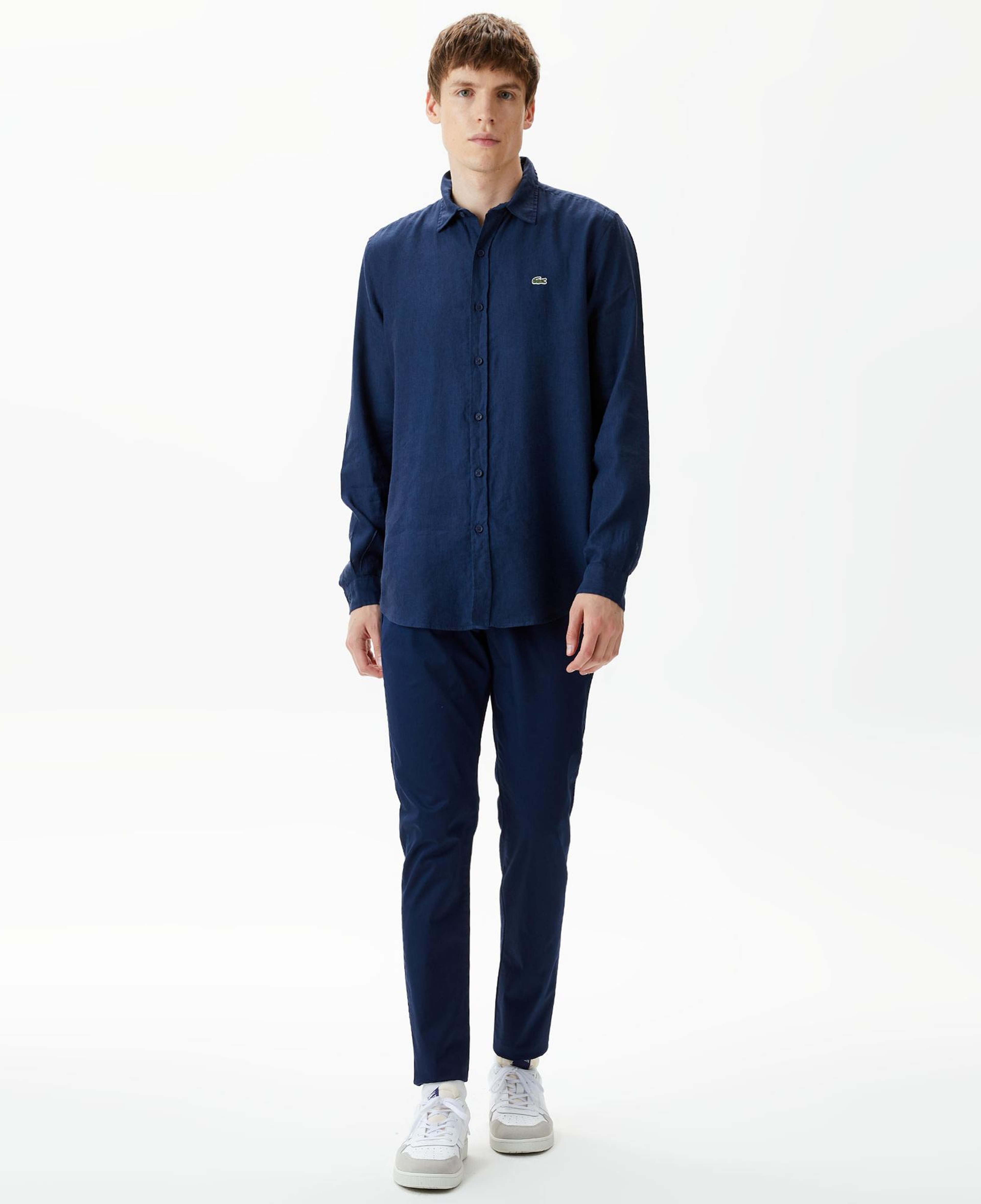 Lacoste Erkek Regular Fit Keten Lacivert Gömlek