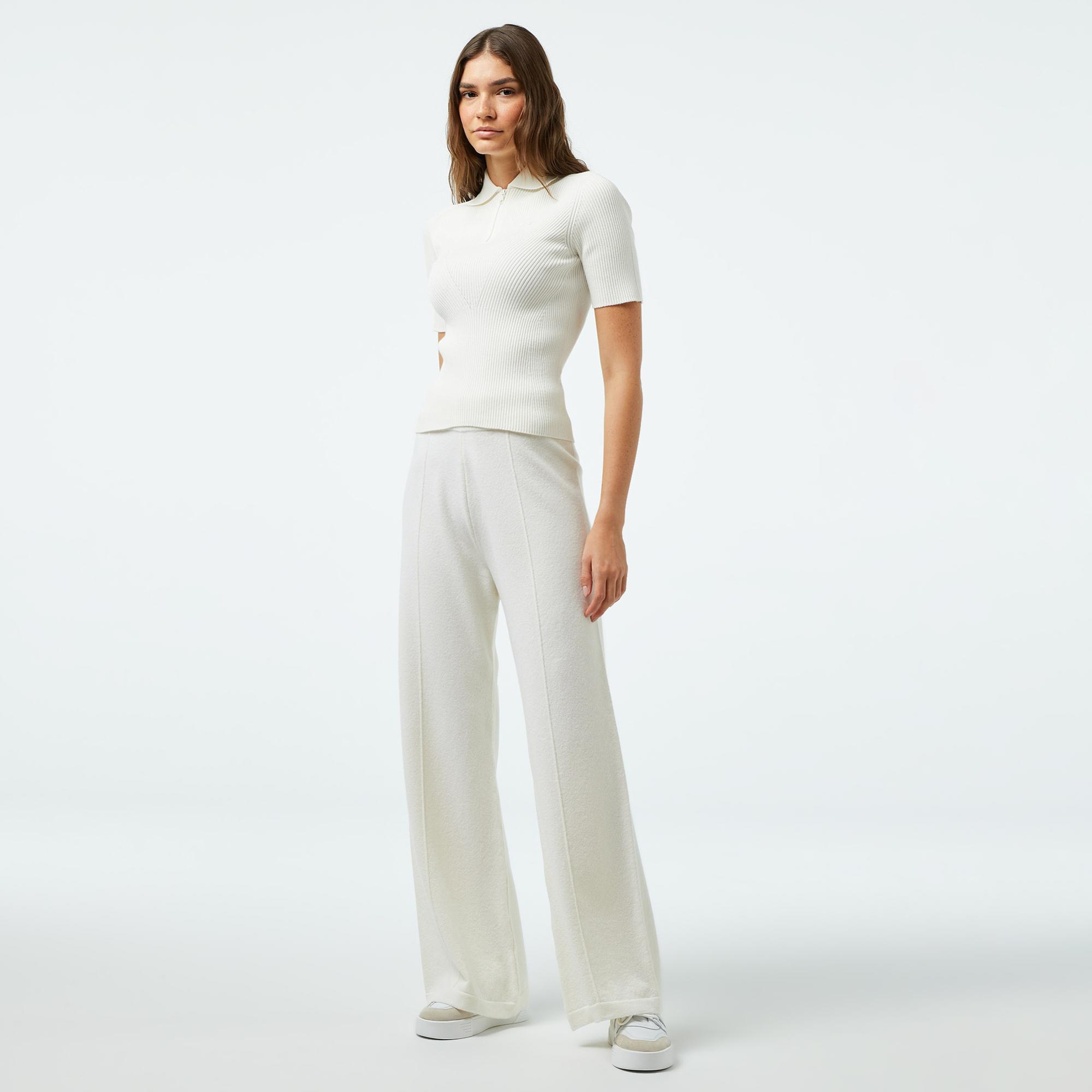 Lacoste Kadın Relaxed Fit Beyaz Pantolon