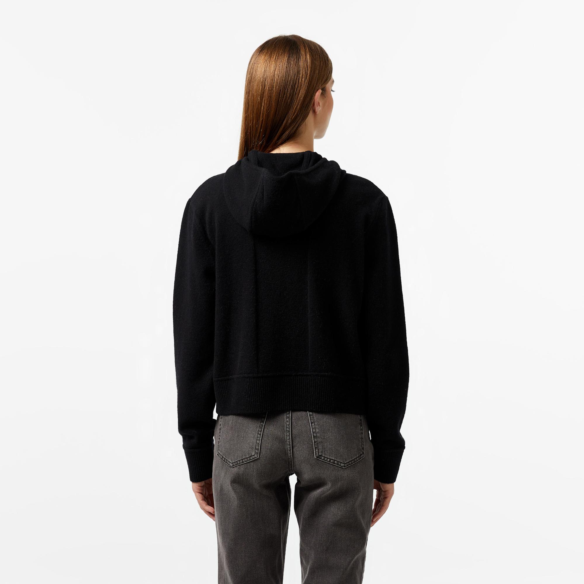 Lacoste Kadın Relaxed Fit Kapüşonlu Siyah Hırka