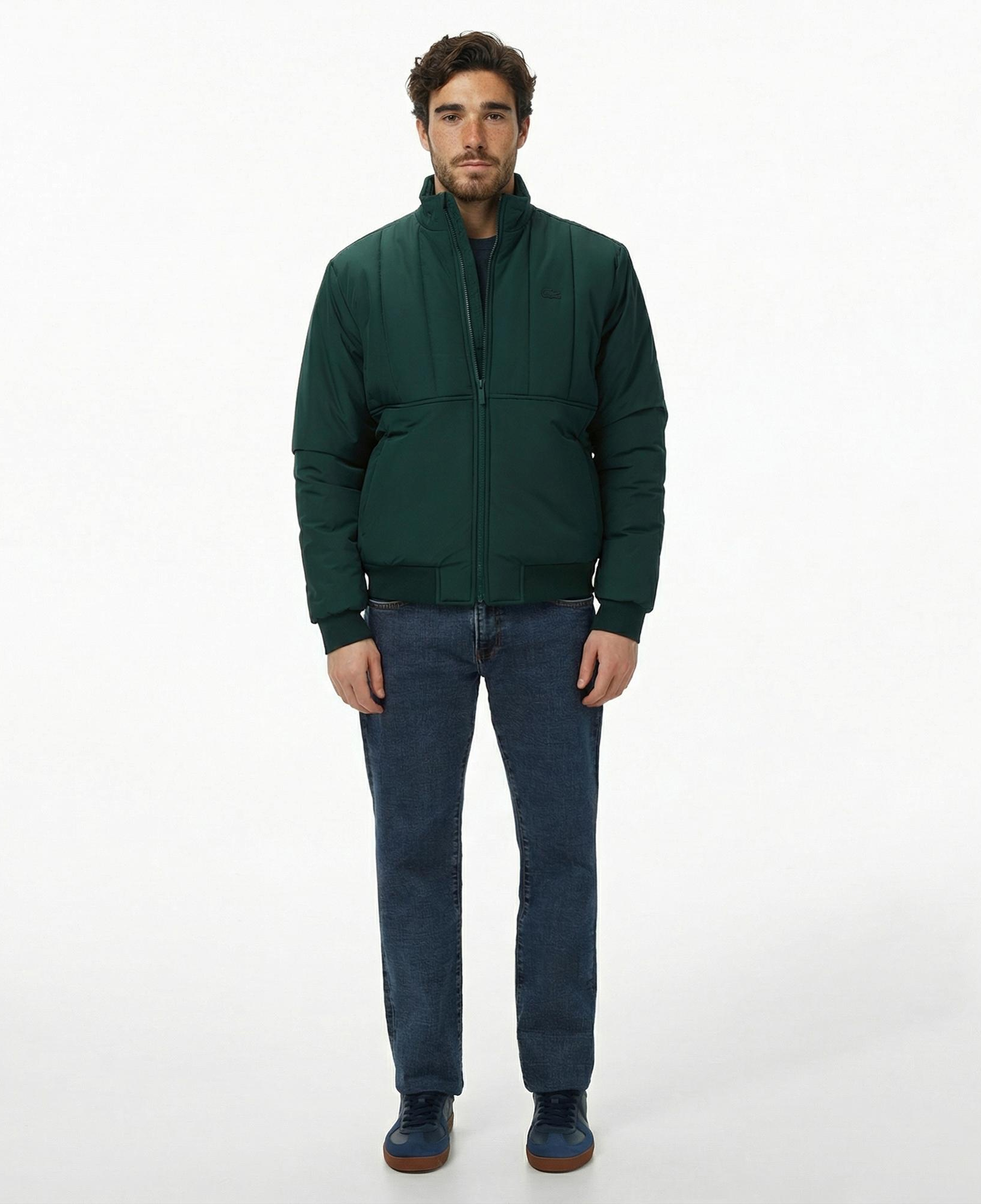 Lacoste Erkek Dik Yaka Koyu Yeşil Mont