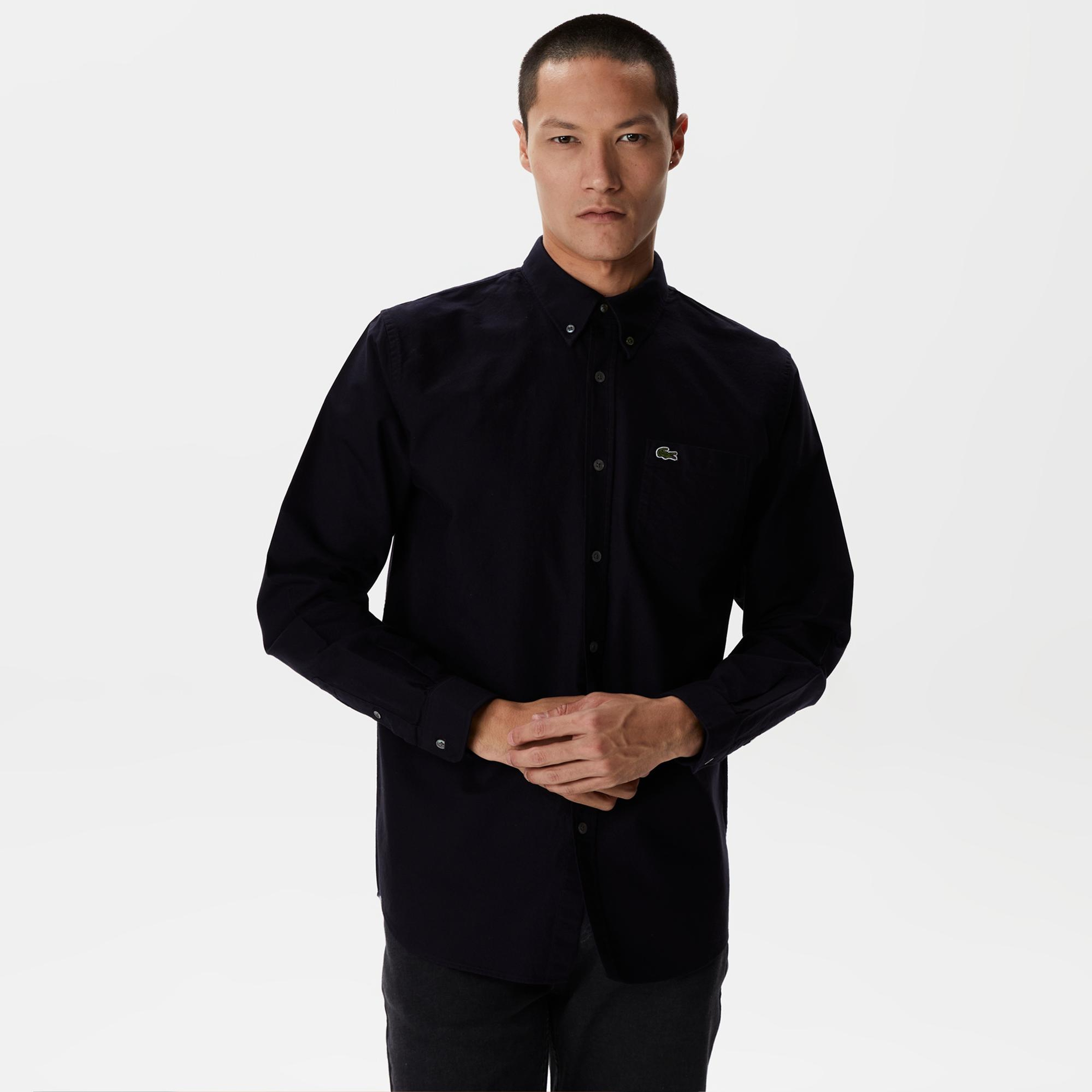 Lacoste Erkek Regular Fit Düğmeli Yaka Lacivert Gömlek