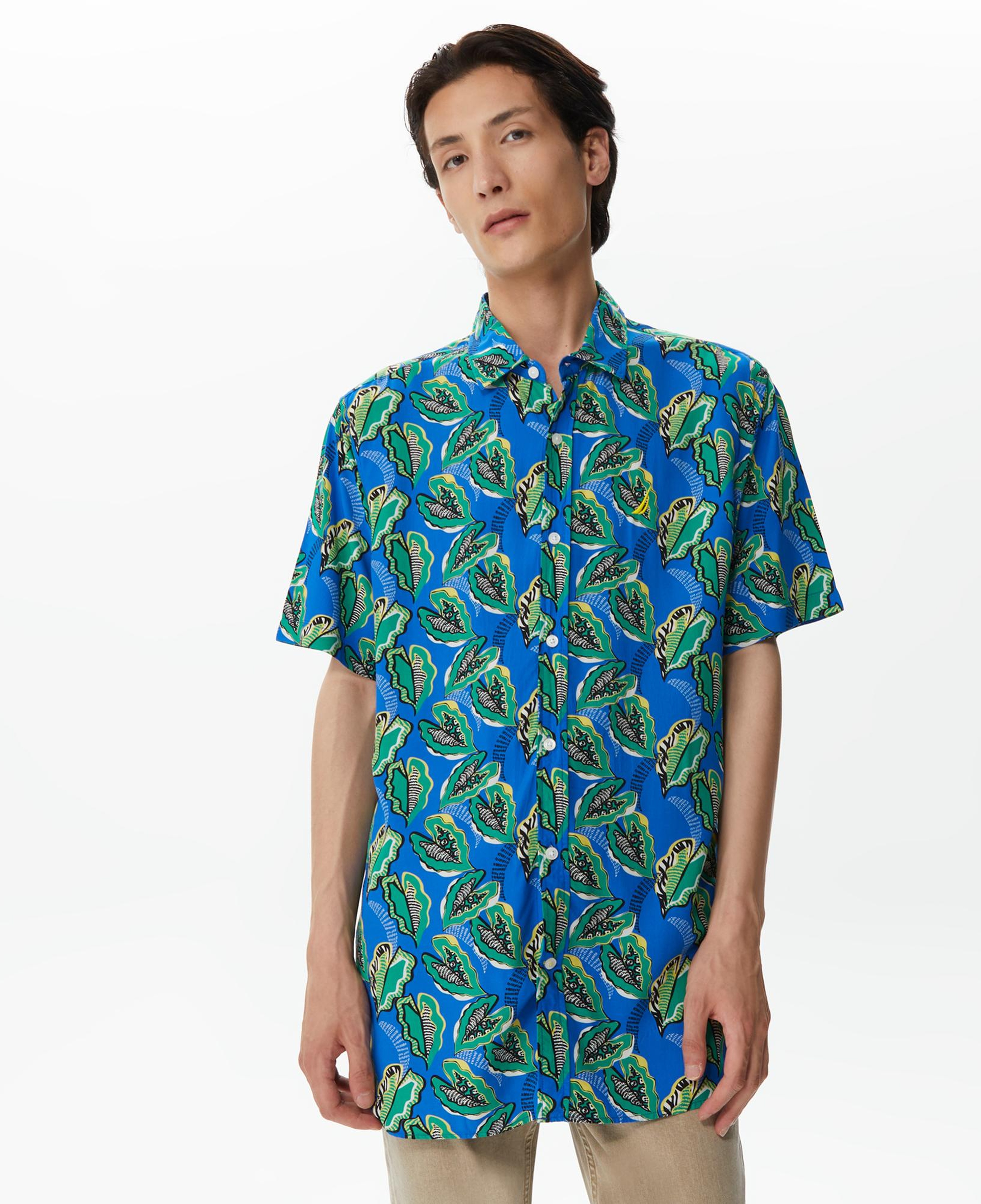 Nautica Erkek Mavi Classic Fit Kısa Kollu Gömlek