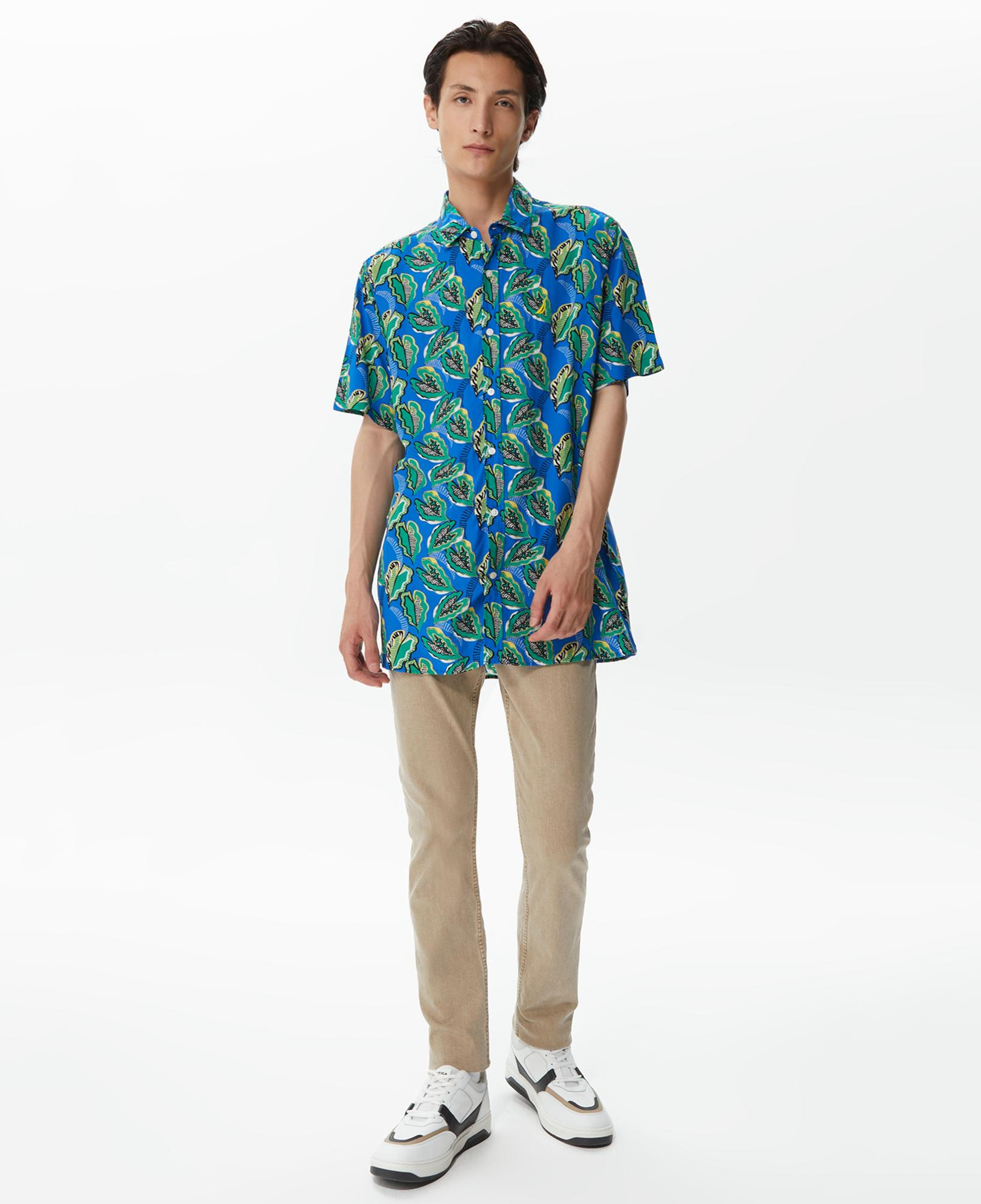 Nautica Erkek Mavi Classic Fit Kısa Kollu Gömlek