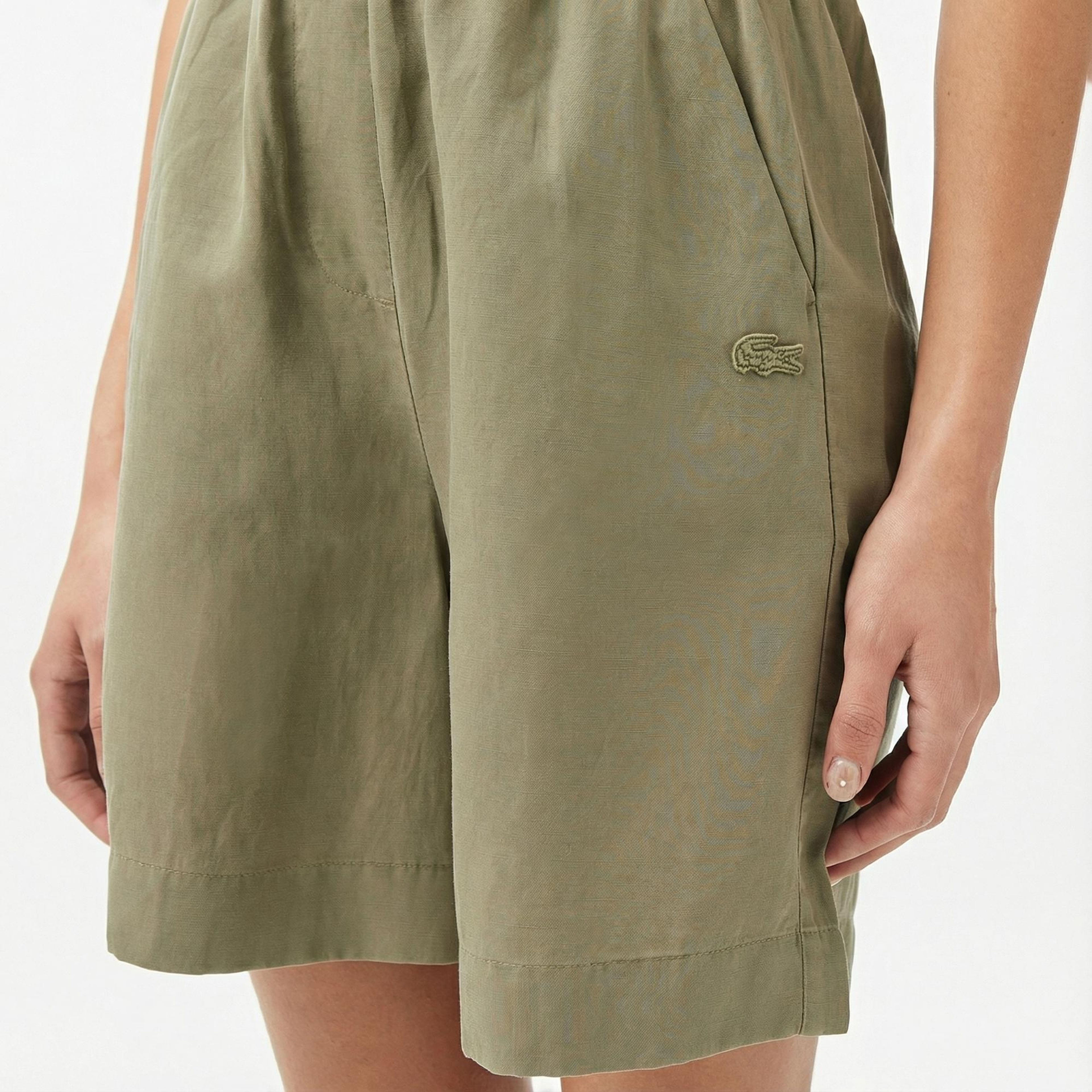 Lacoste Kadın Regular Fit Haki Bermuda Şort