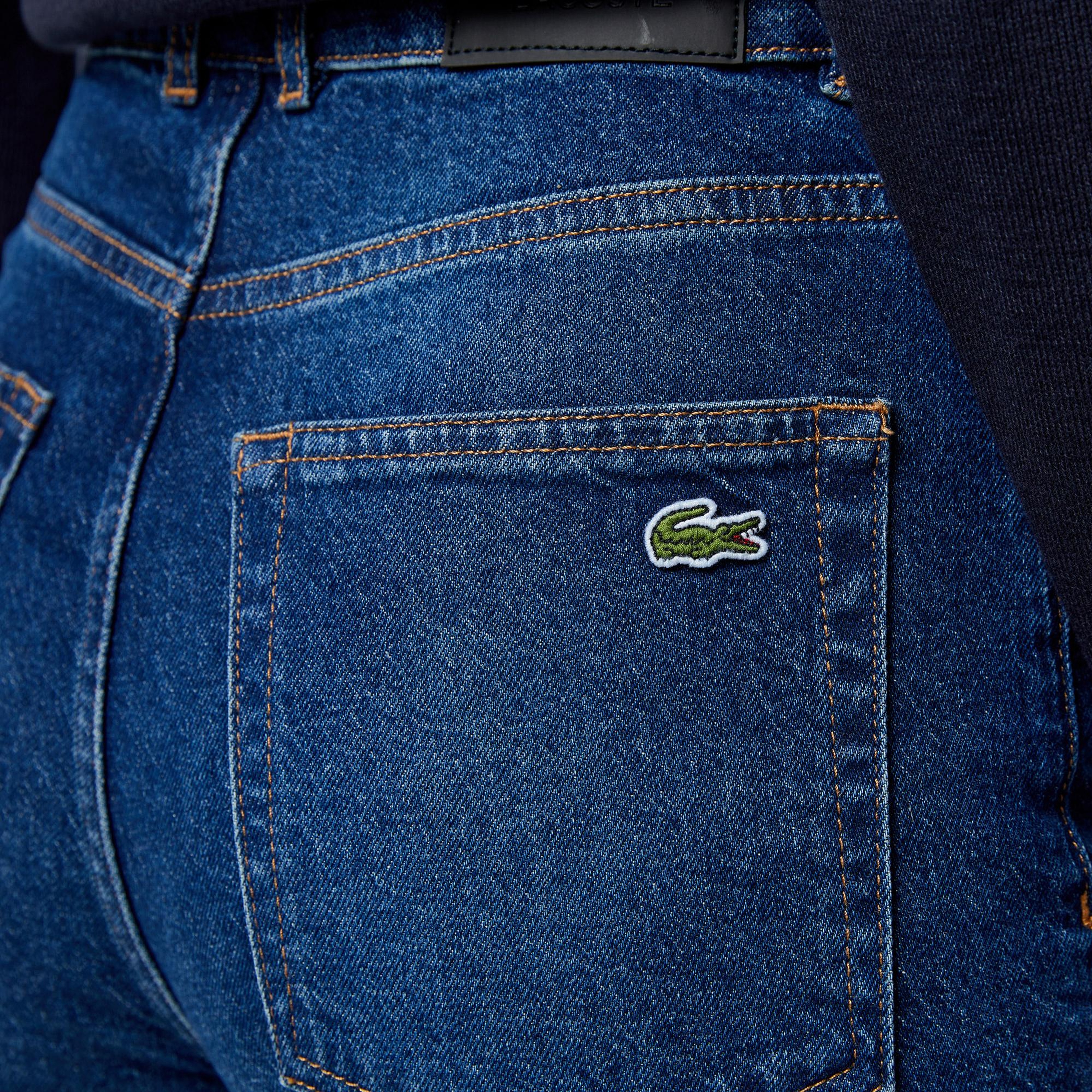 Lacoste Kadın Regular Fit Mavi Jean Pantolon