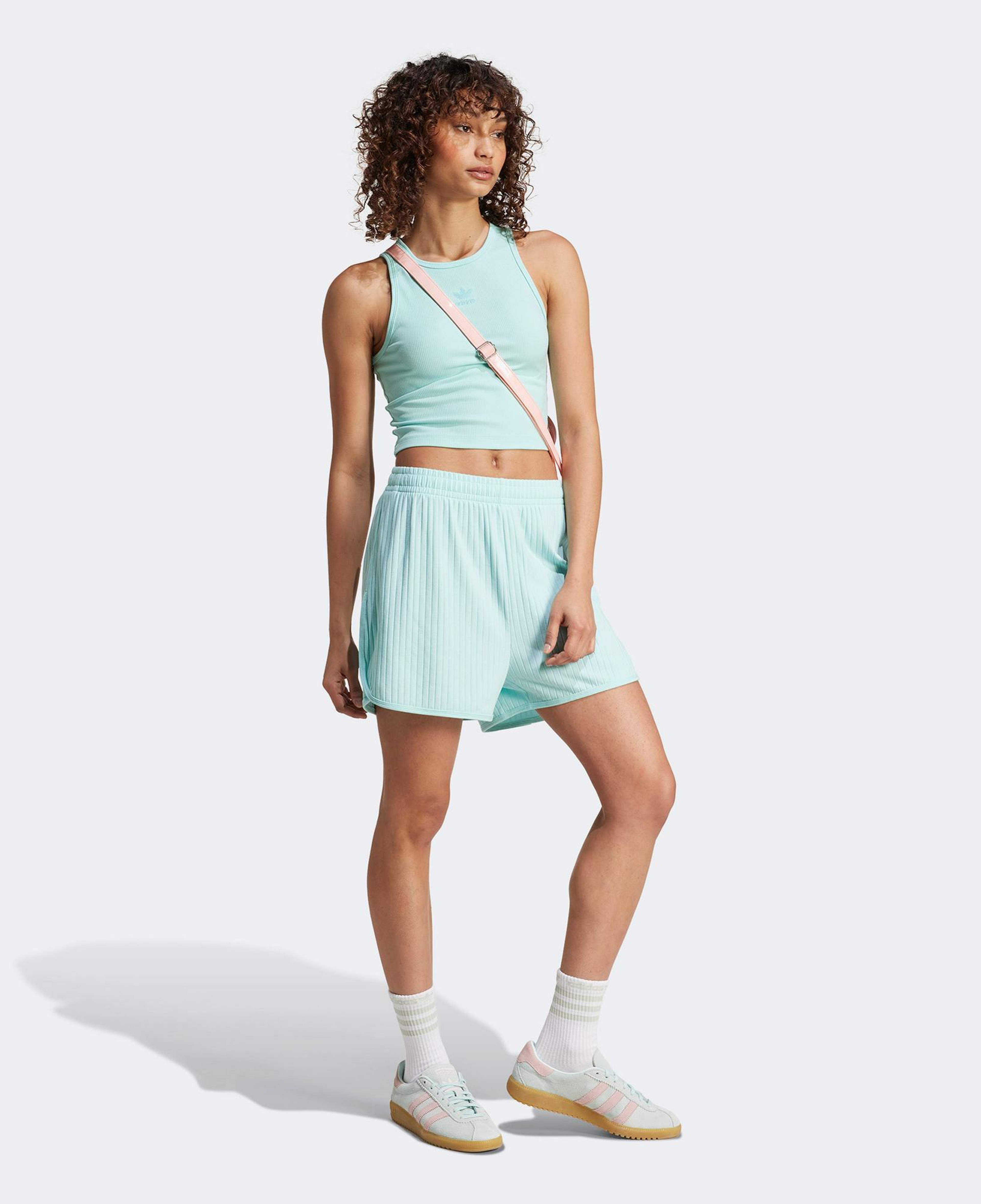 adidas Essentials Wide Rib Kadın Mavi Şort