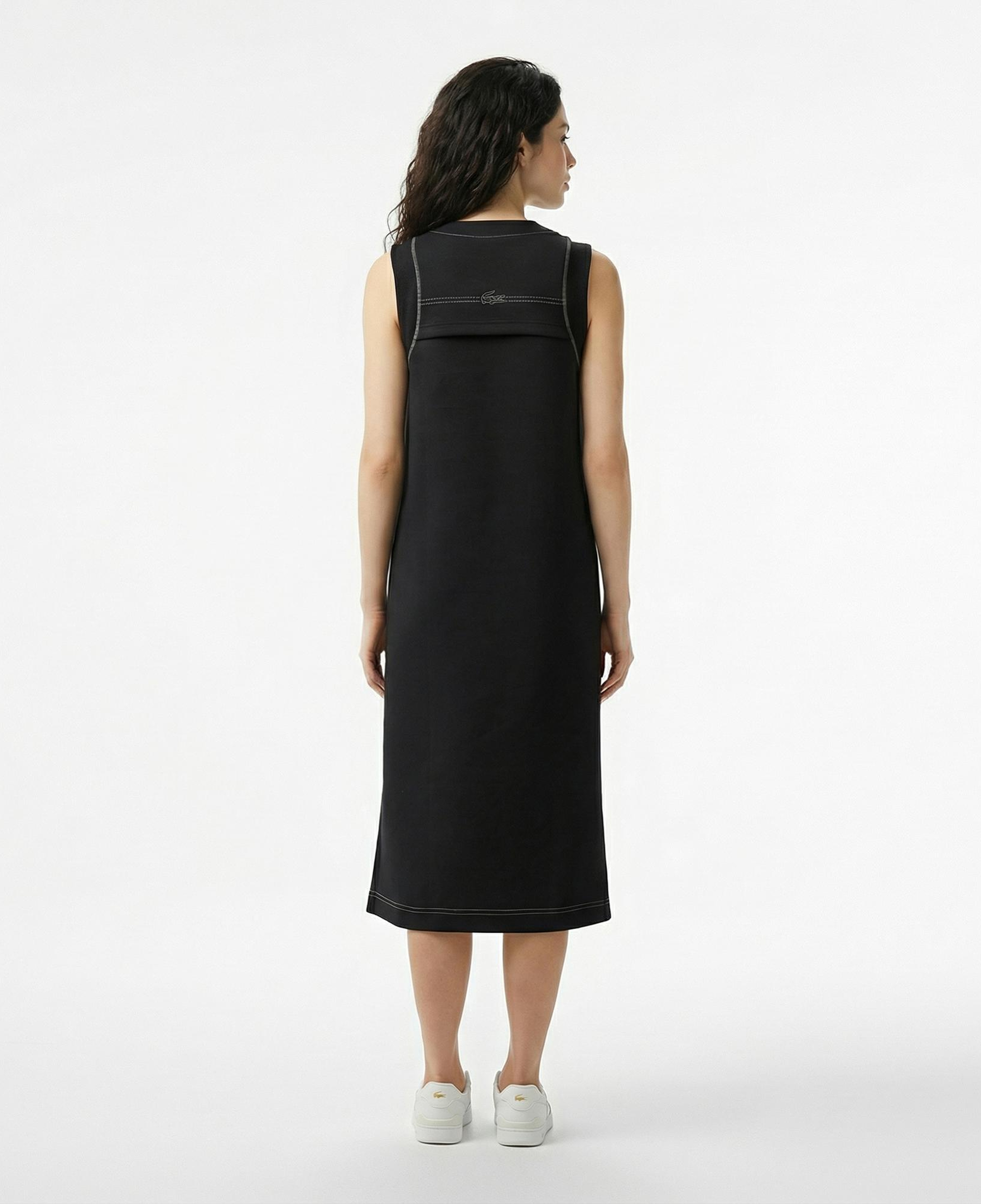 Lacoste Kadın Relaxed Fit Kolsuz Bisiklet Yaka Siyah Elbise