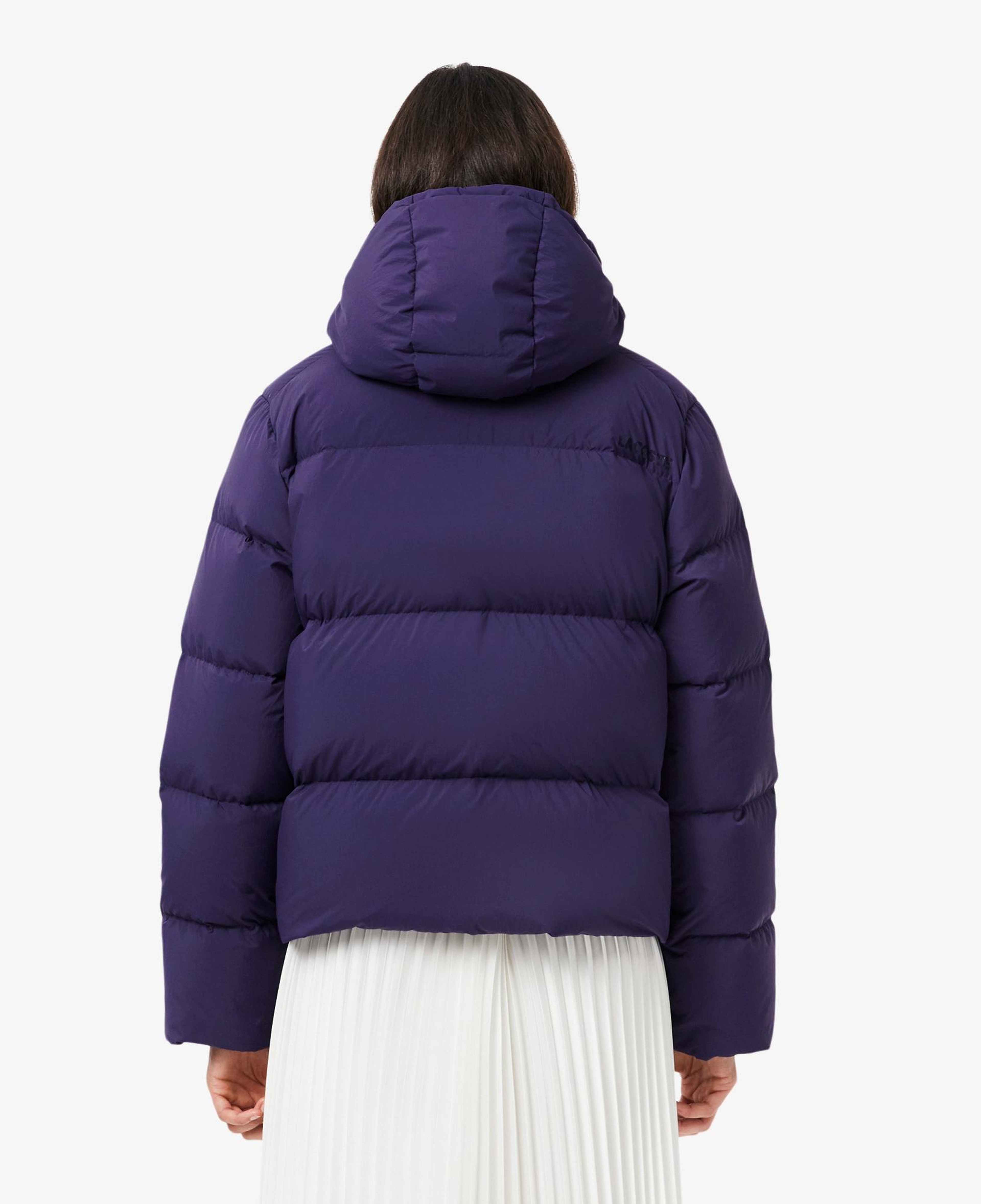 Lacoste Kadın Relaxed Fit Kapüşonlu Mor Şişme Mont