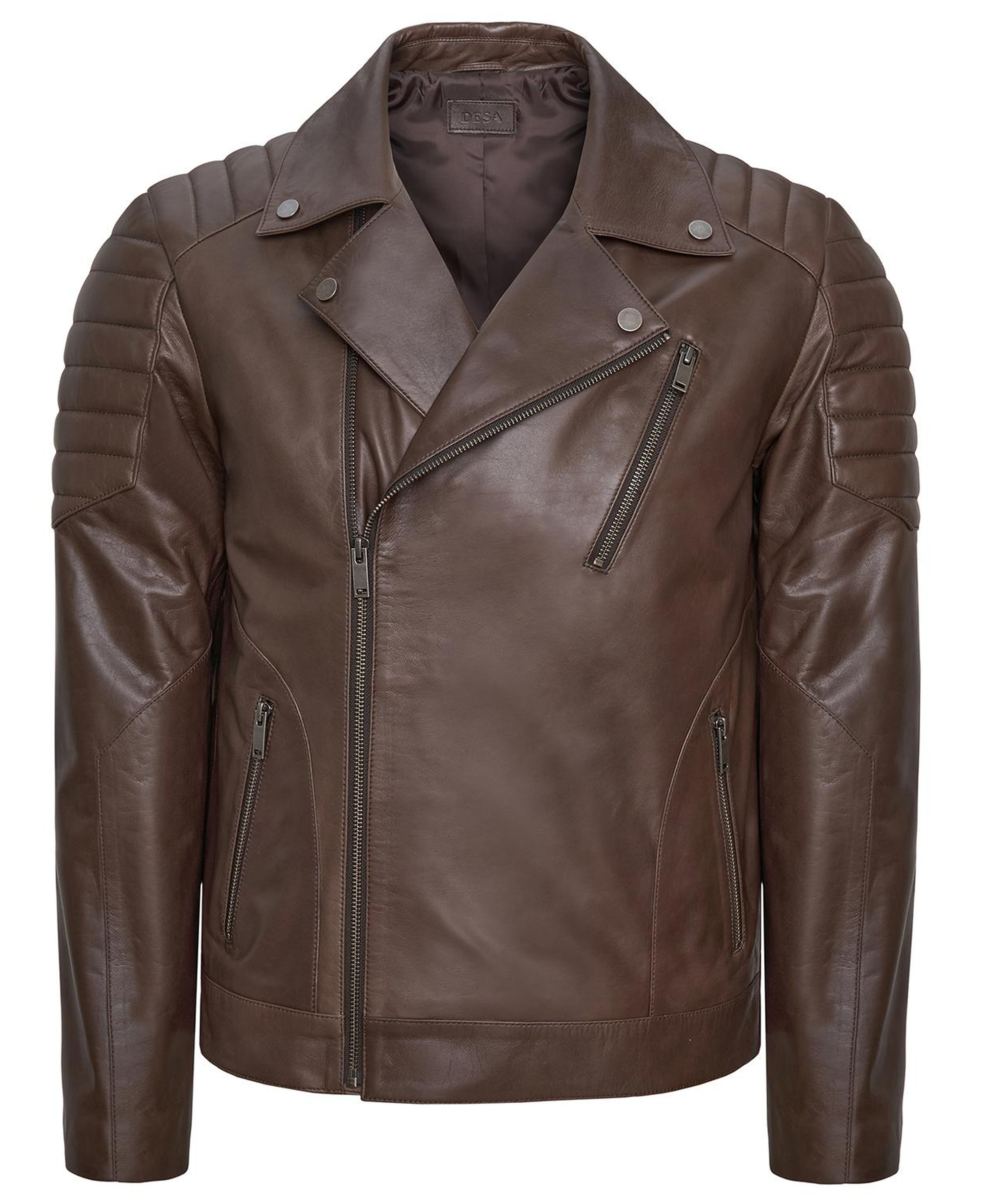 Nereo Kahve Erkek Deri Biker Mont