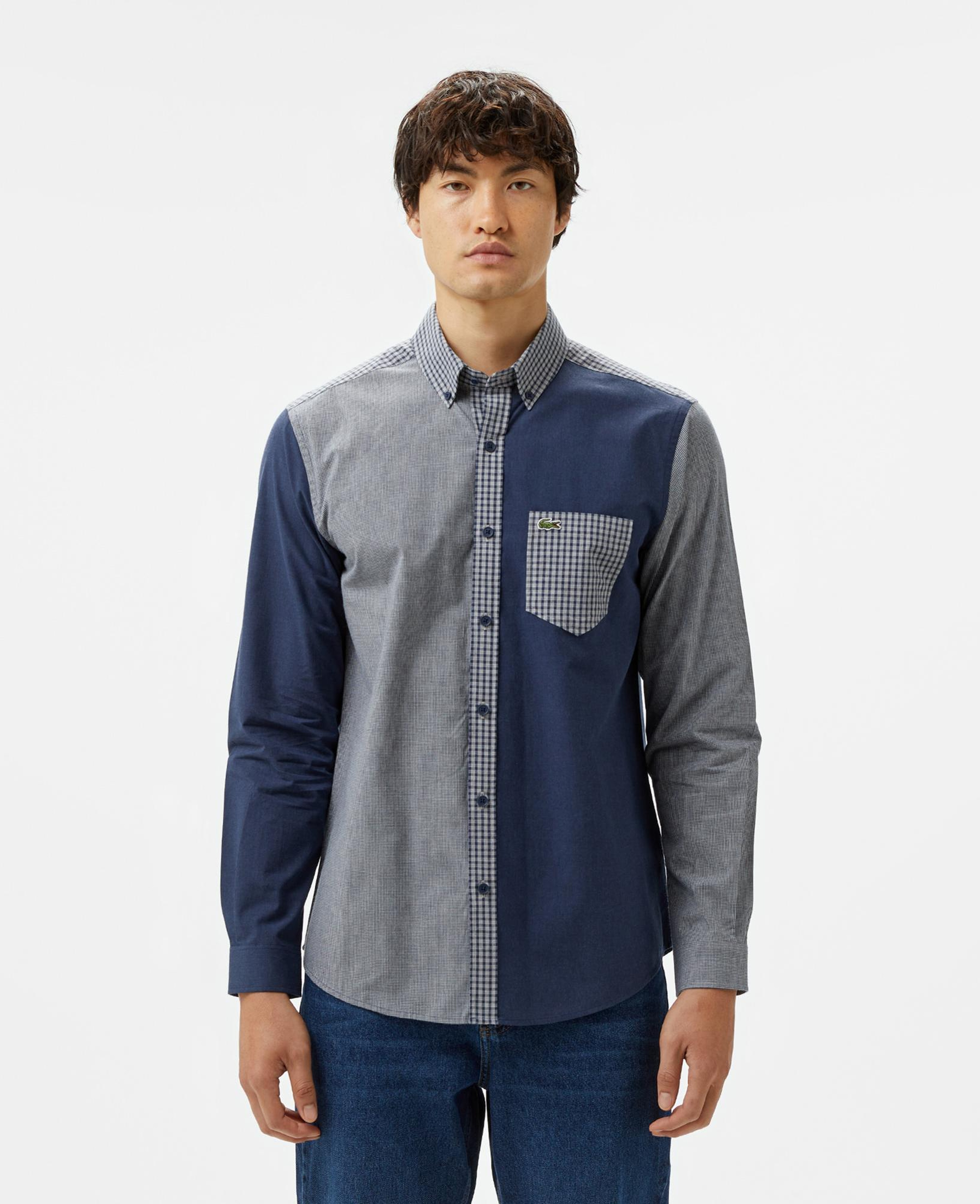 Lacoste Erkek Relaxed Fit Düğmeli Yaka Ekose Lacivert Gömlek