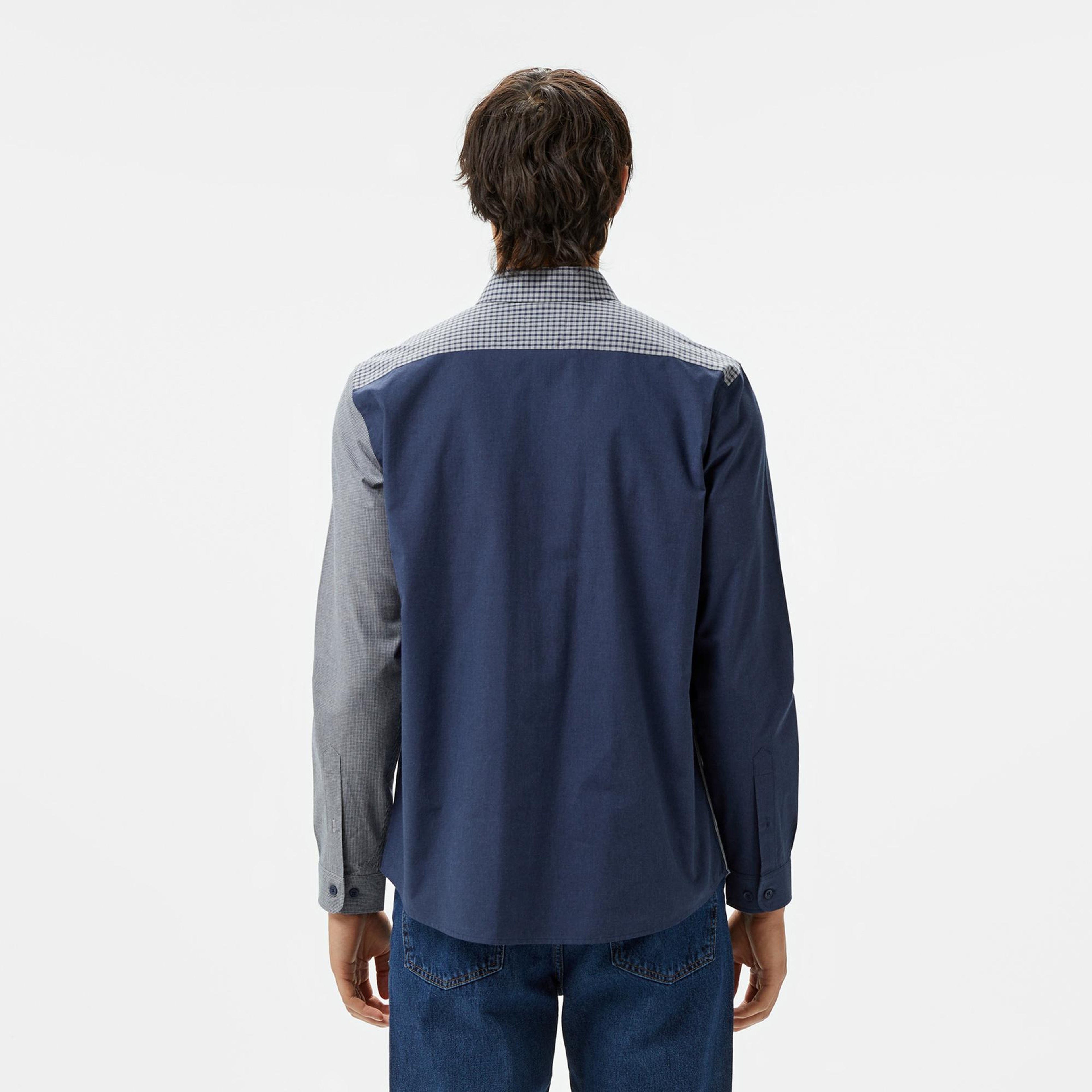 Lacoste Erkek Relaxed Fit Düğmeli Yaka Ekose Lacivert Gömlek