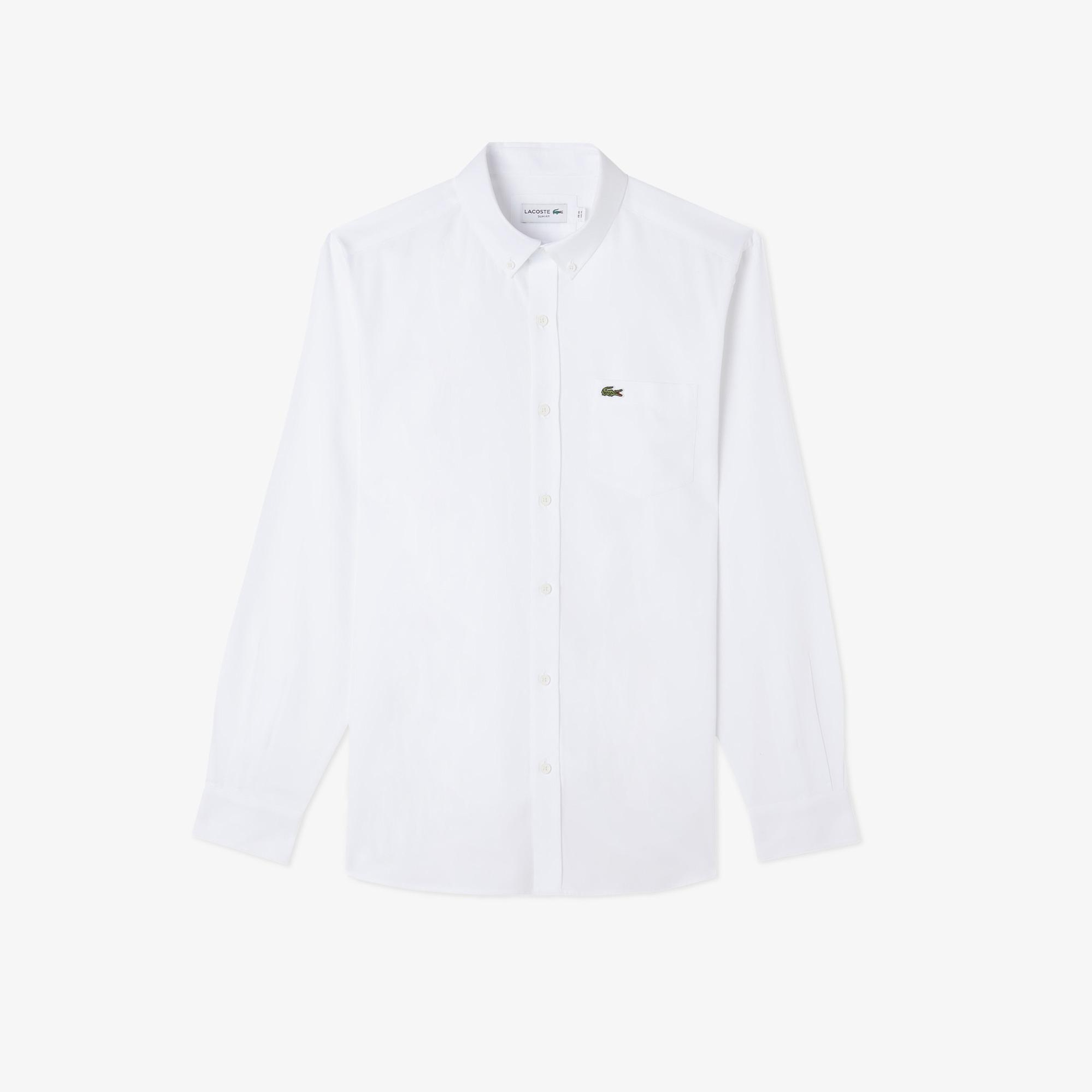 Lacoste Erkek Slim Fit Düğmeli Yaka Beyaz Gömlek