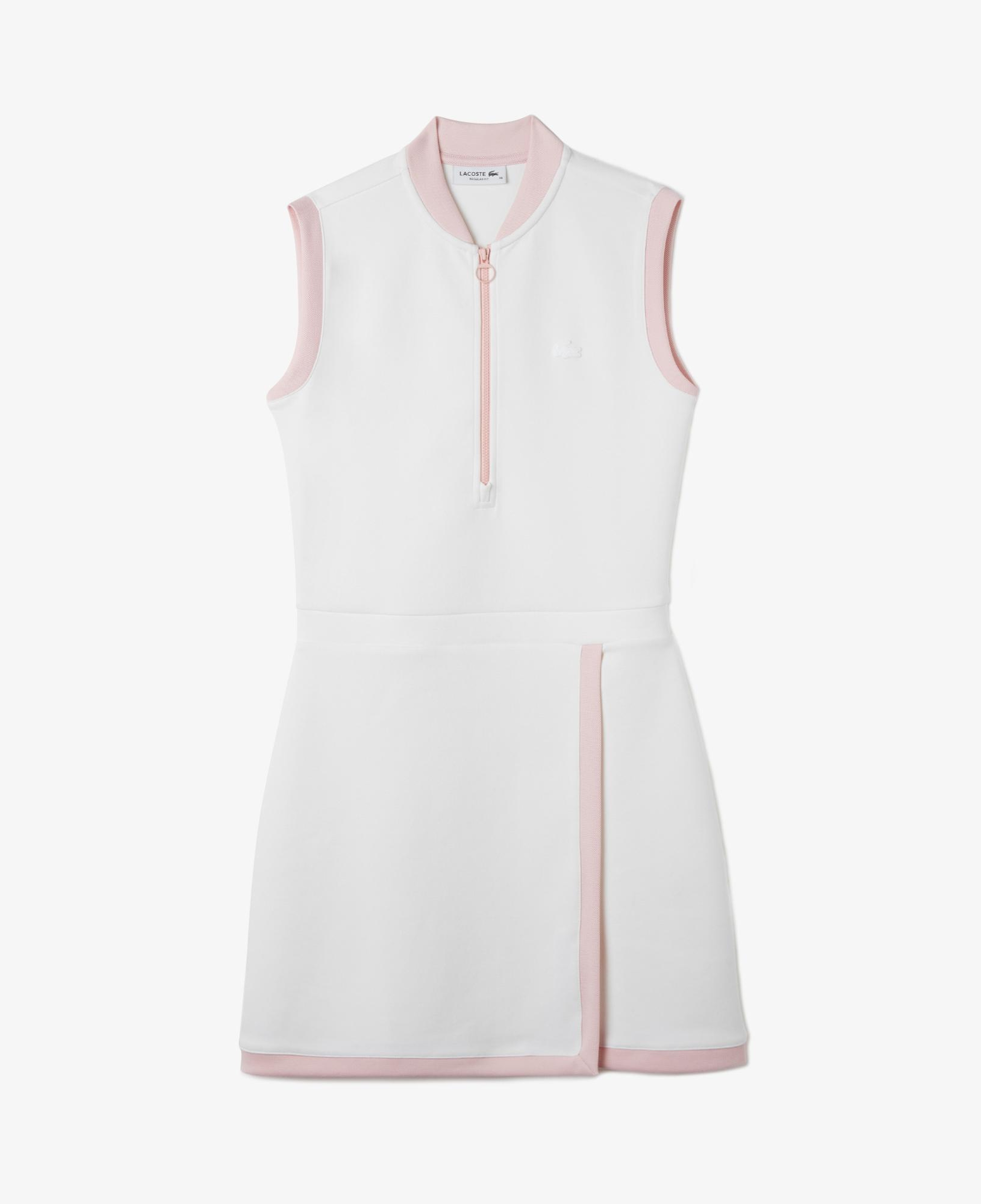 Lacoste Kadın Regular Fit Kolsuz Yarım Fermuarlı Renk Bloklu Beyaz Elbise