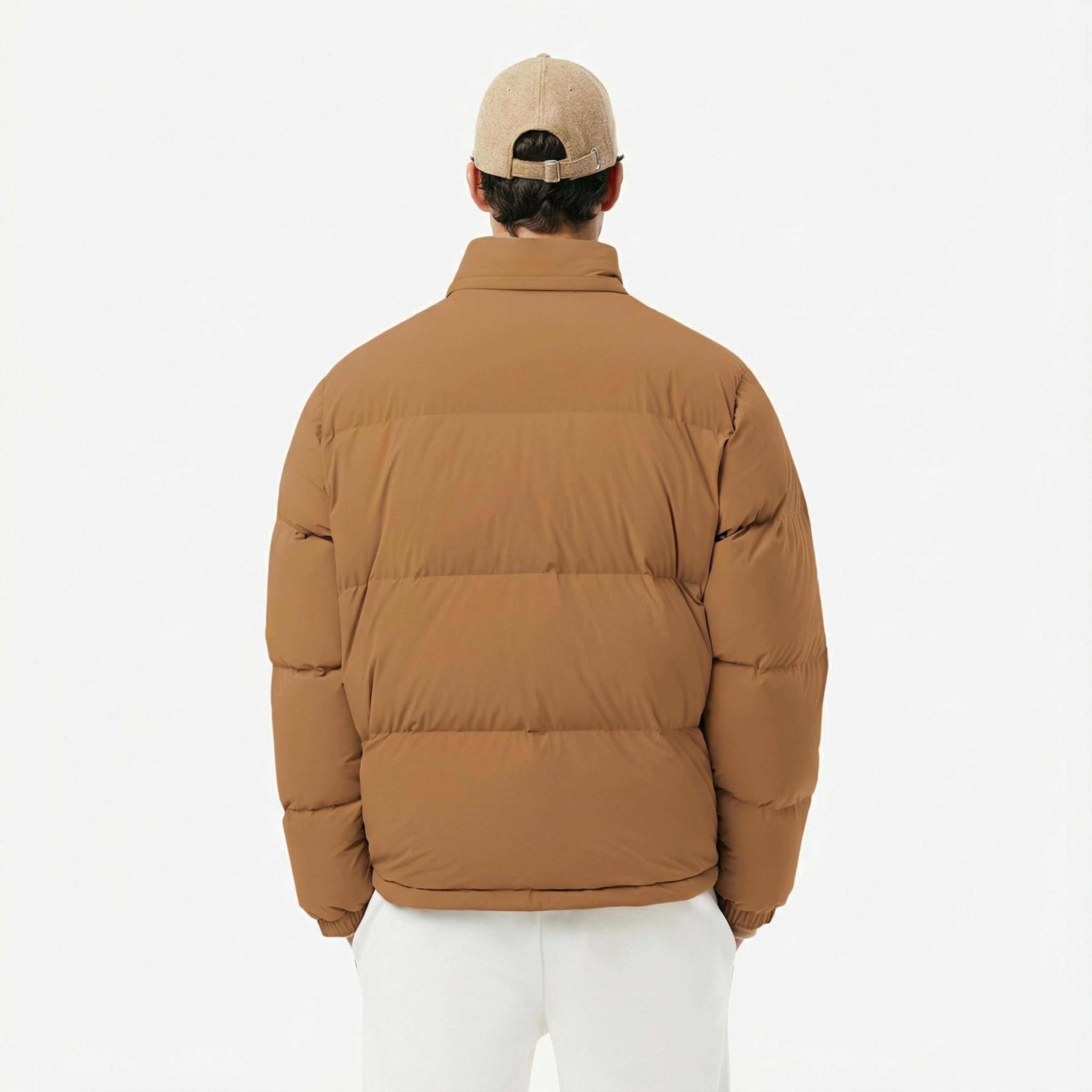 Lacoste Erkek Relaxed Fit Kapüşonlu Koyu Kahverengi Mont