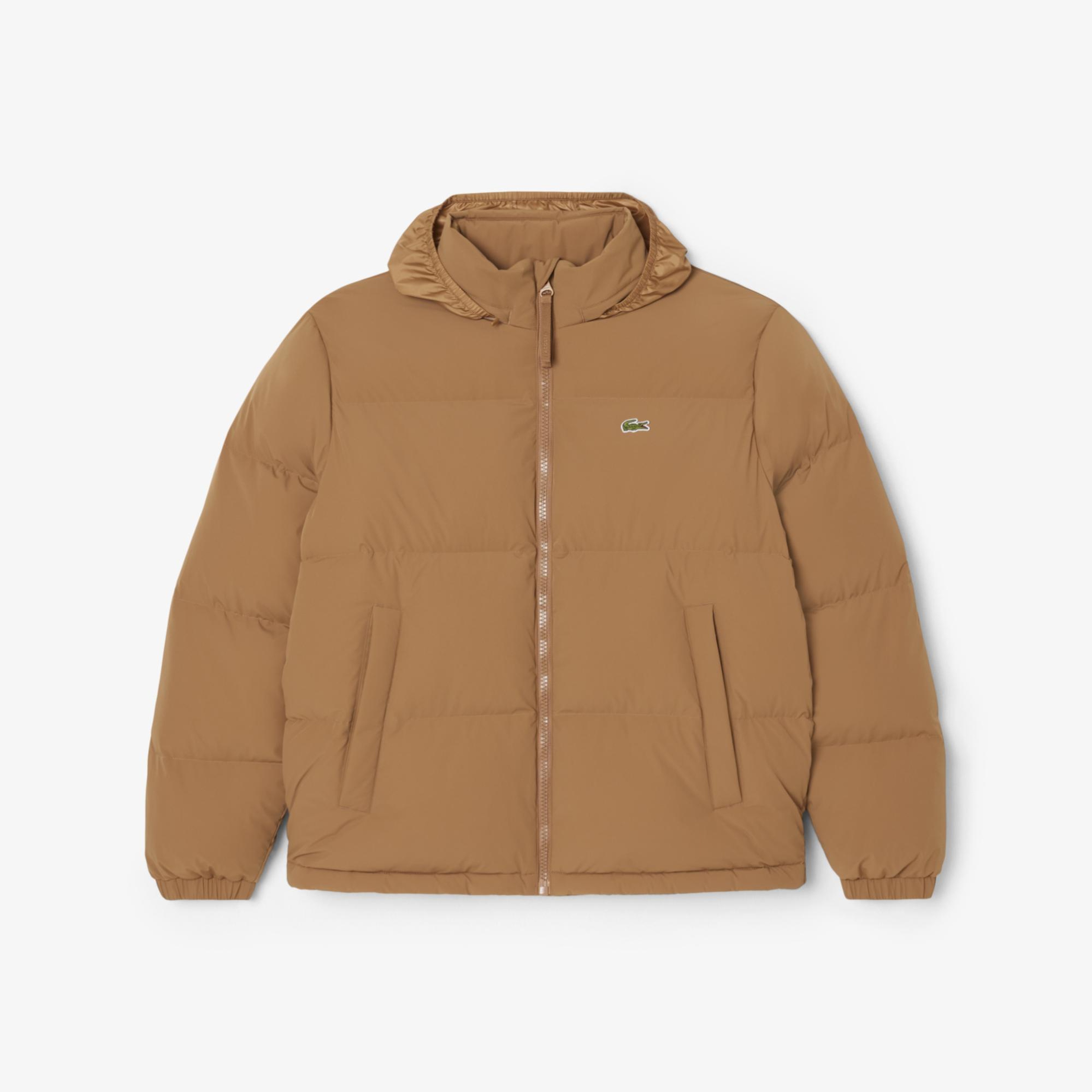 Lacoste Erkek Relaxed Fit Kapüşonlu Koyu Kahverengi Mont