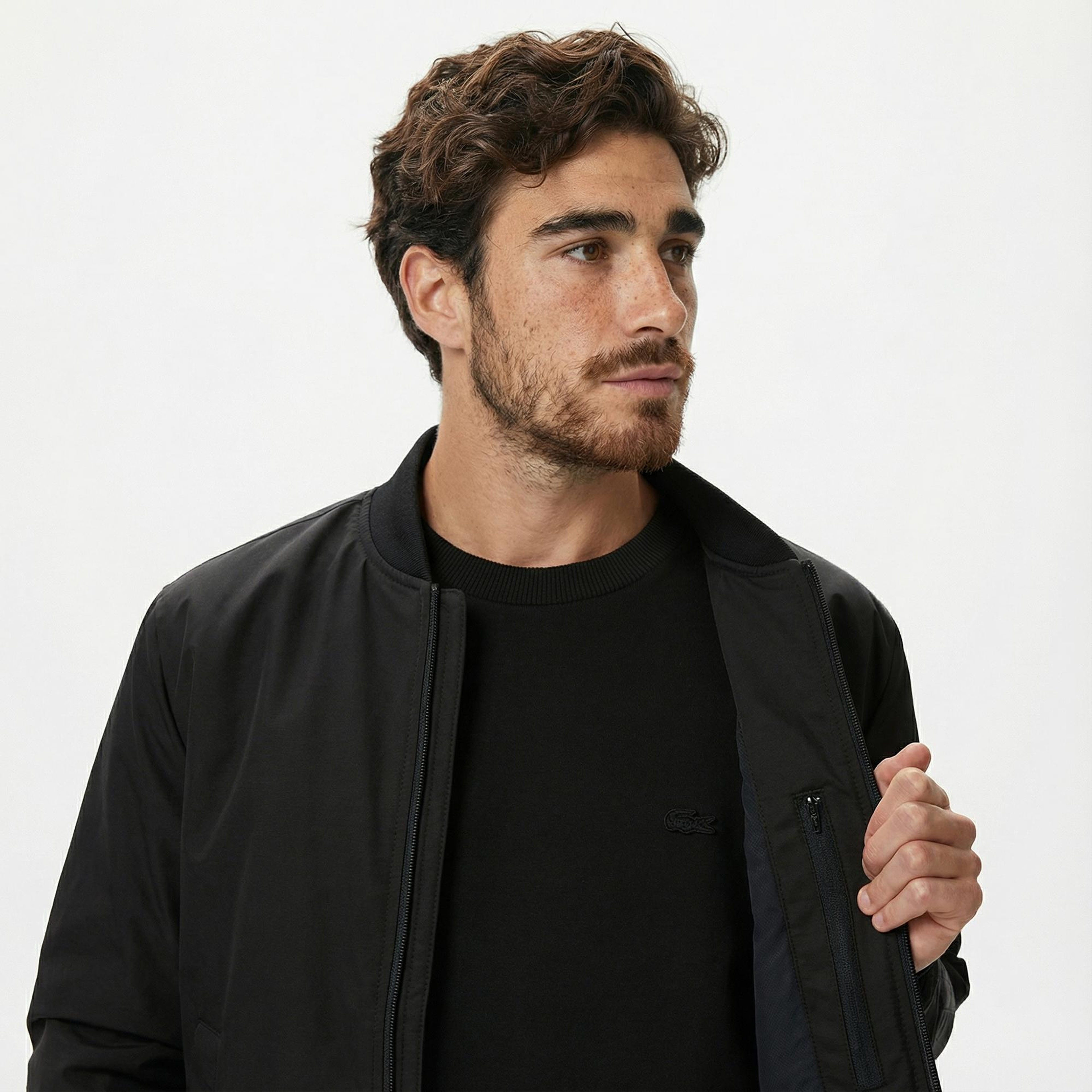 Lacoste Erkek Dik Yaka Siyah Bomber Ceket