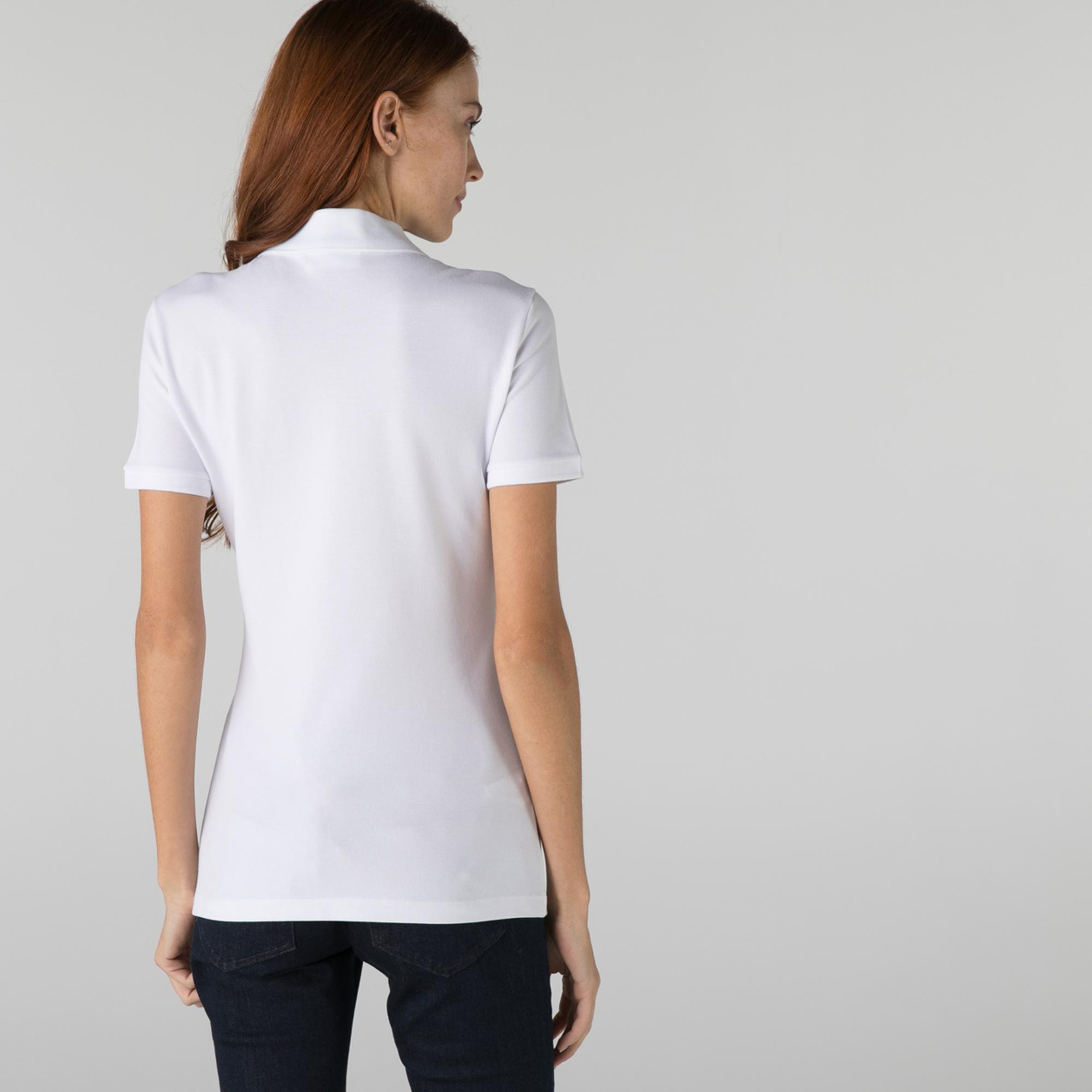 Lacoste L.12.D Kadın Slim Fit Beyaz Polo