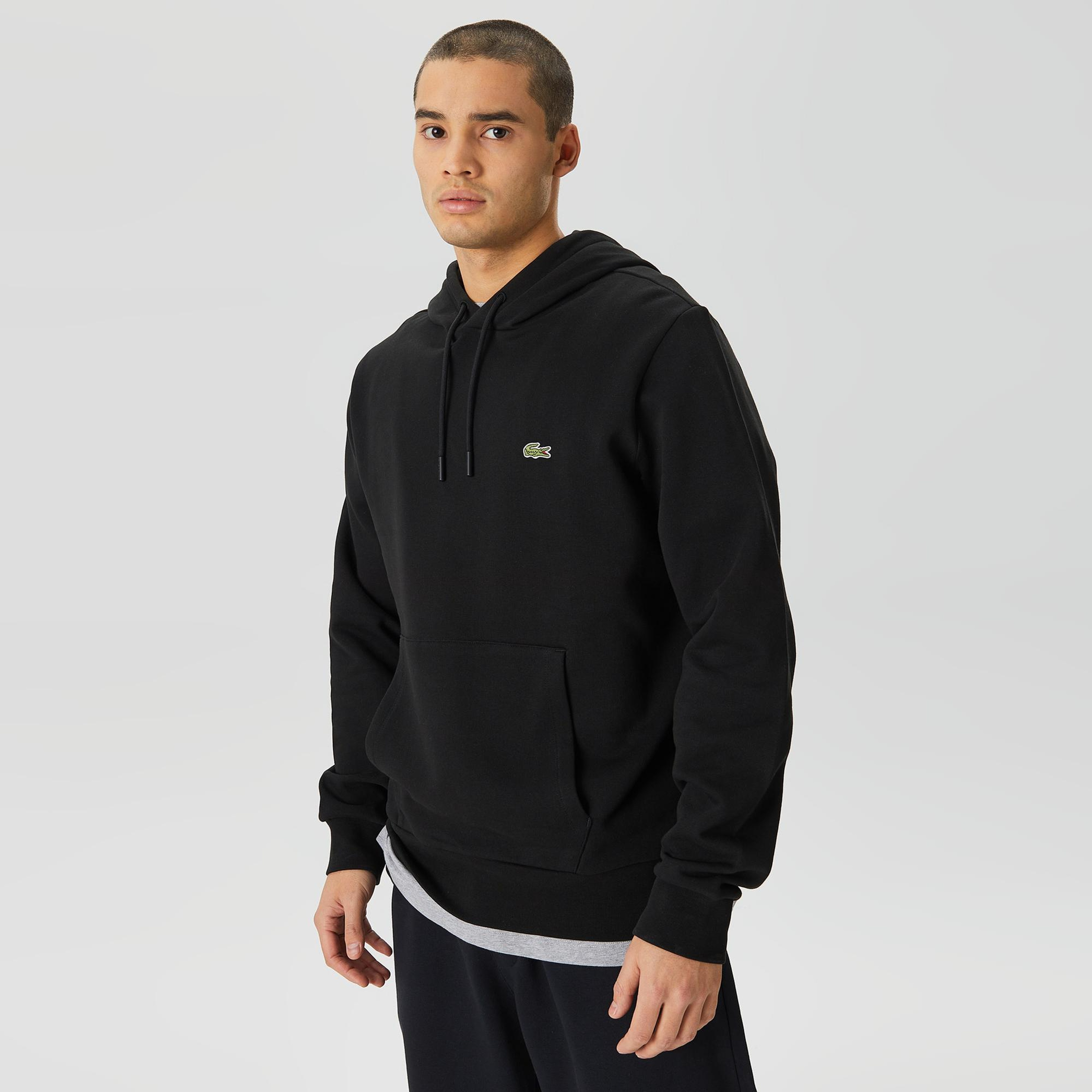 Lacoste Erkek Classic Fit Kapüşonlu Siyah Sweatshirt