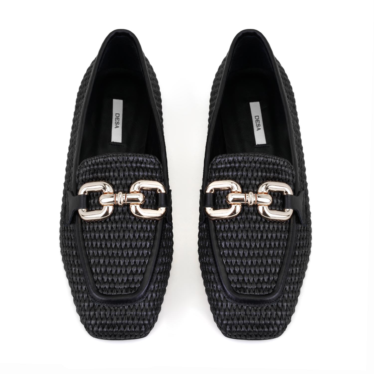 Kadın Siyah Hasır Loafer