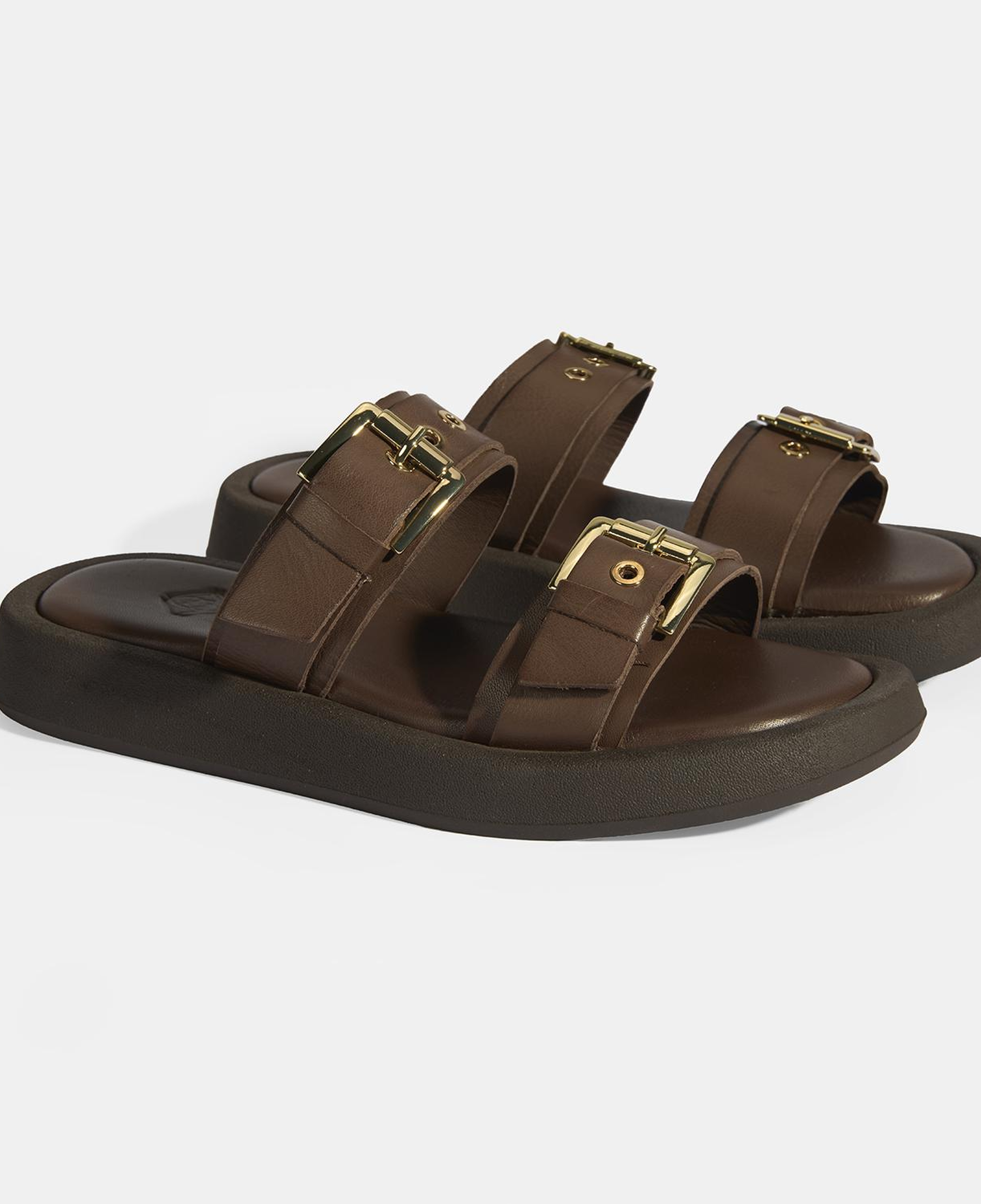 Kadın Kahve Toka Detaylı Deri Terlik