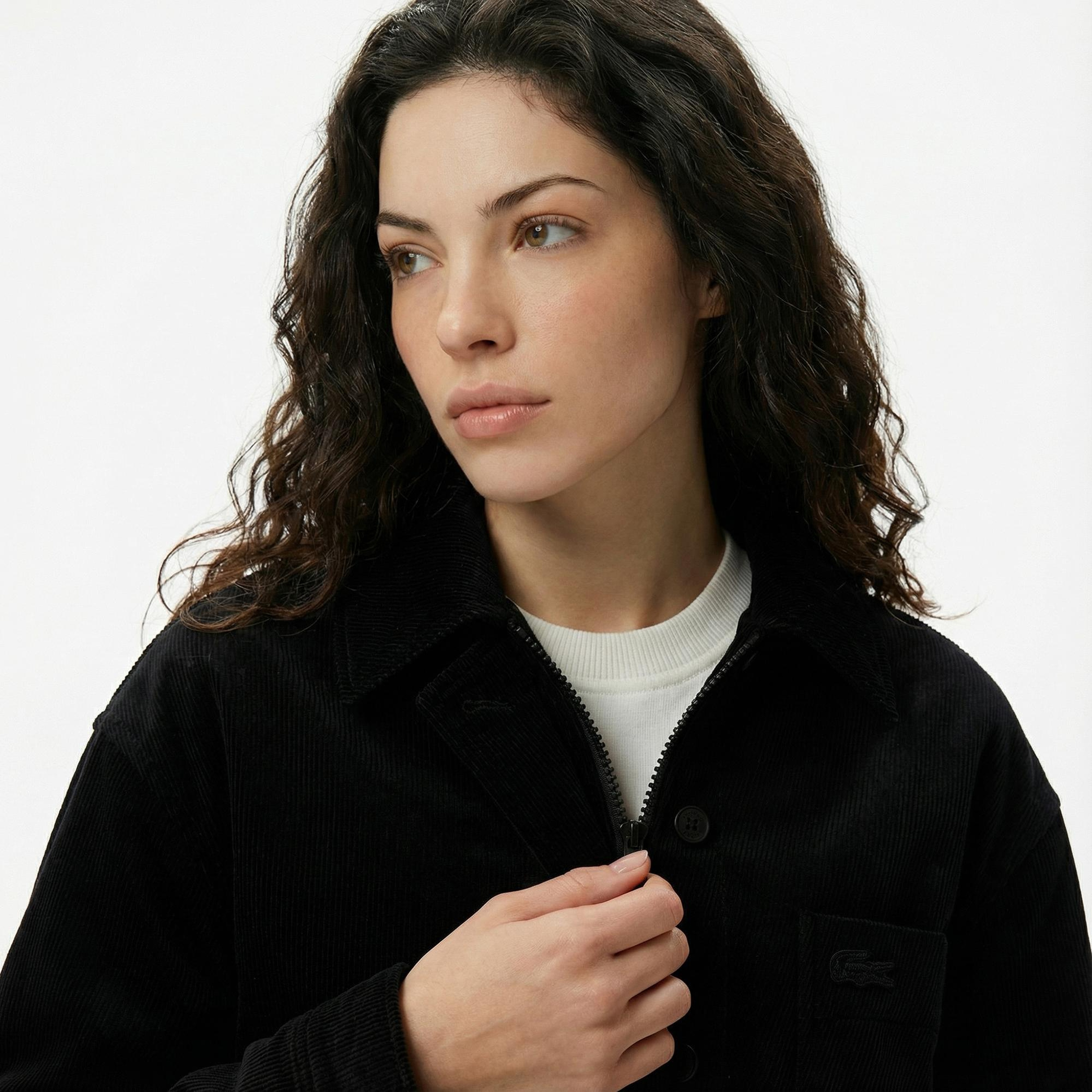 Lacoste Kadın Kapüşonlu Siyah Mont