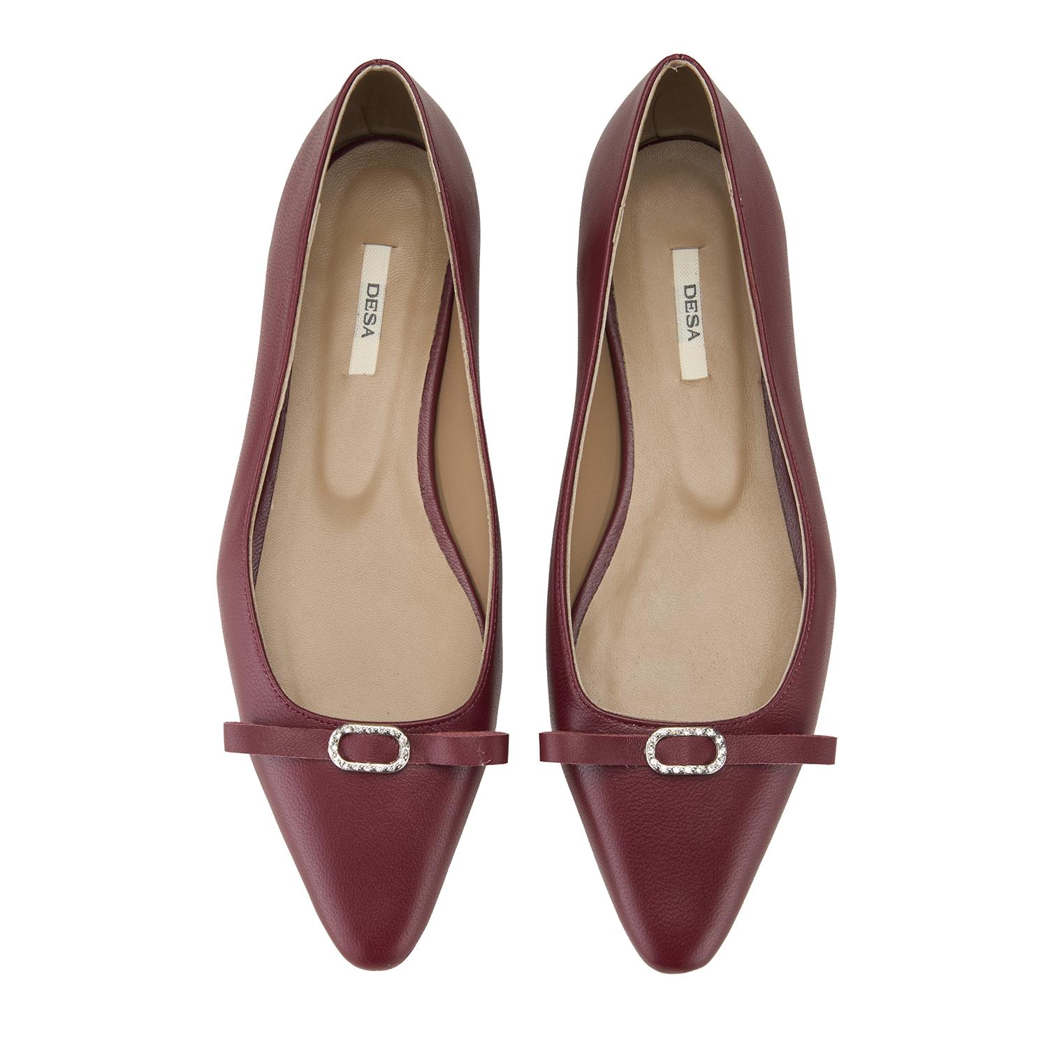 Kadın Bordo Deri Babet