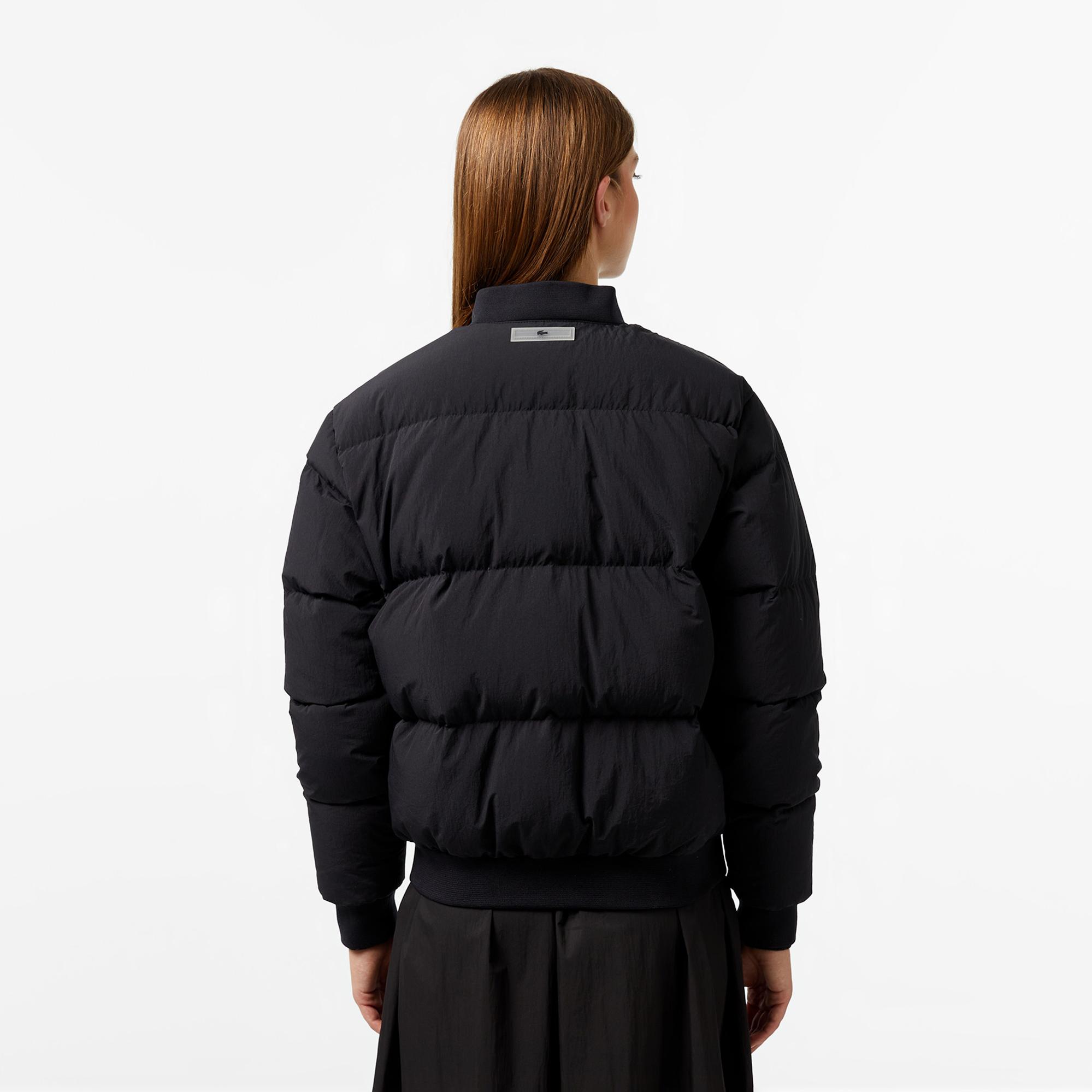 Lacoste Kadın Relaxed Fit Dik Yaka Siyah Mont