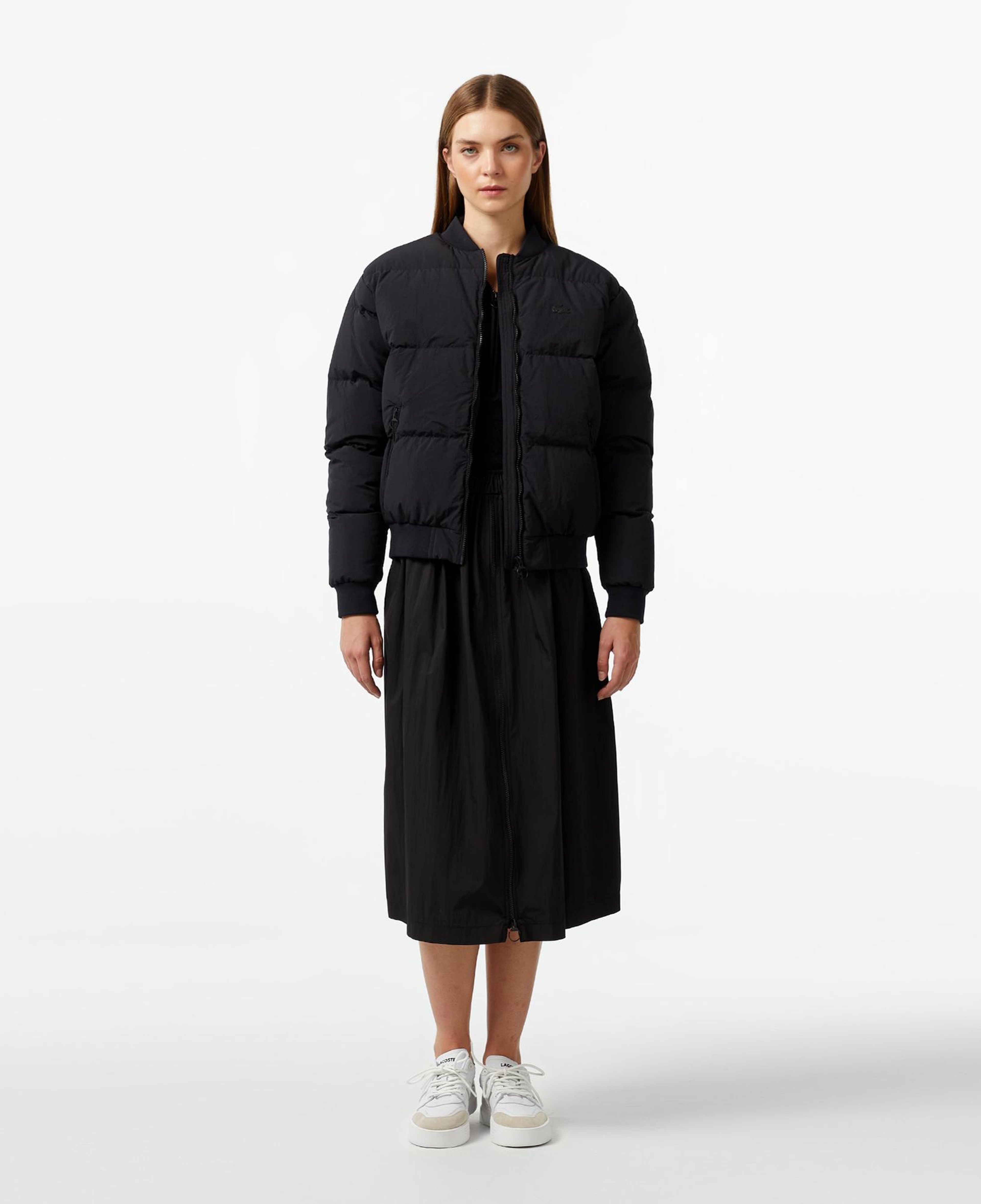 Lacoste Kadın Relaxed Fit Dik Yaka Siyah Mont