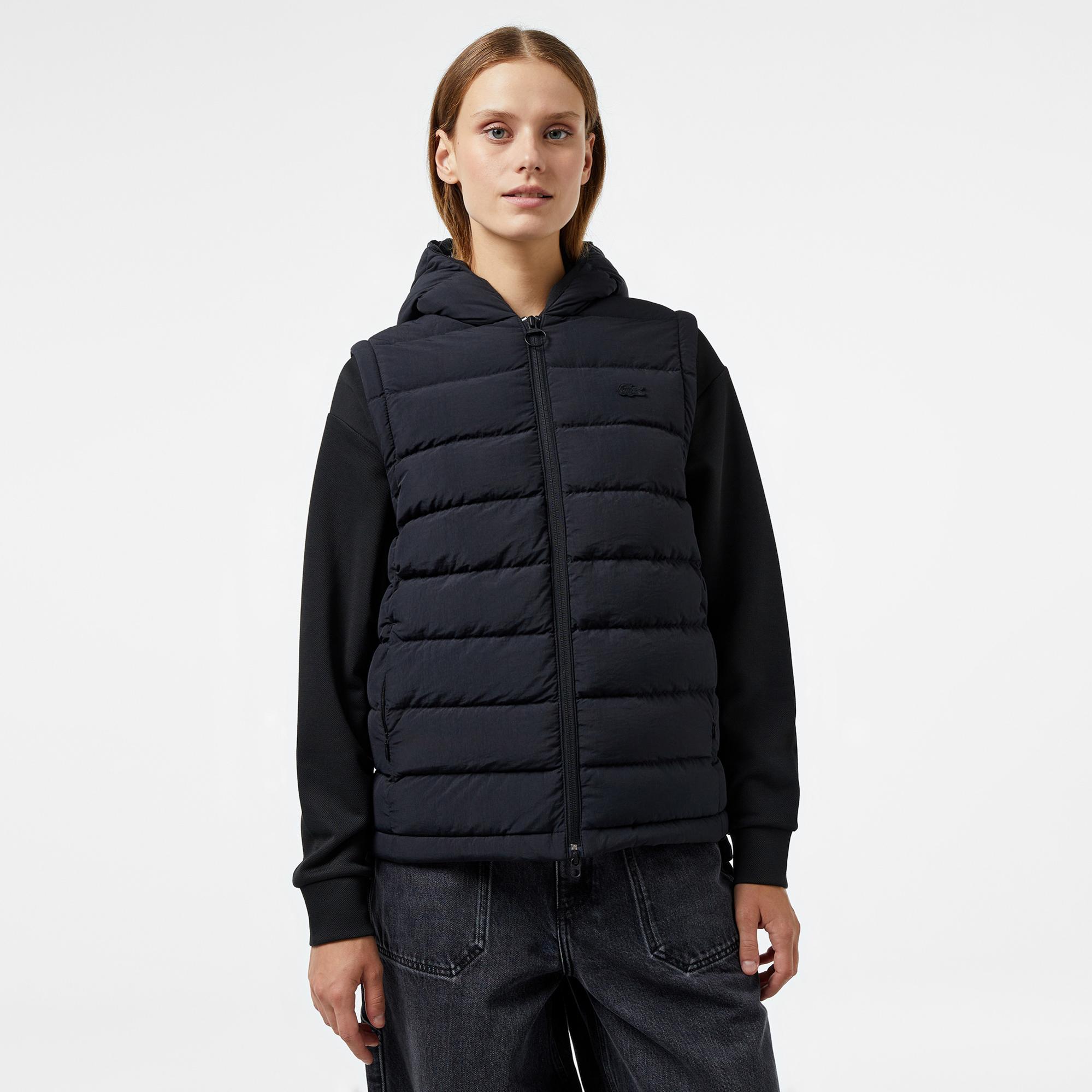 Lacoste Kadın Regular Fit Uzun Kollu Kapüşonlu Siyah Yelek