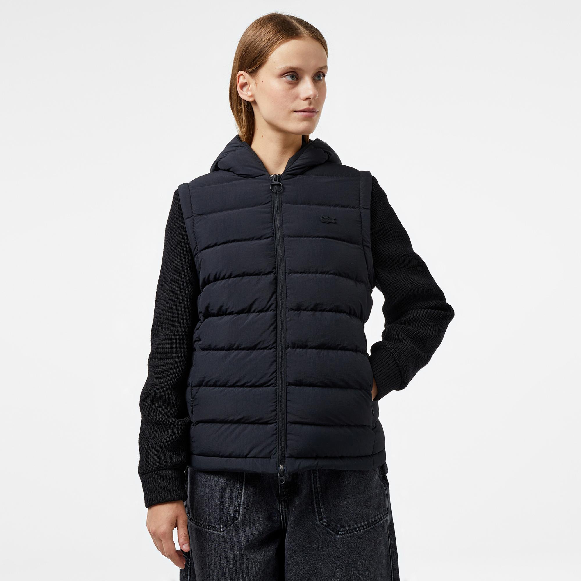 Lacoste Kadın Regular Fit Uzun Kollu Kapüşonlu Siyah Yelek