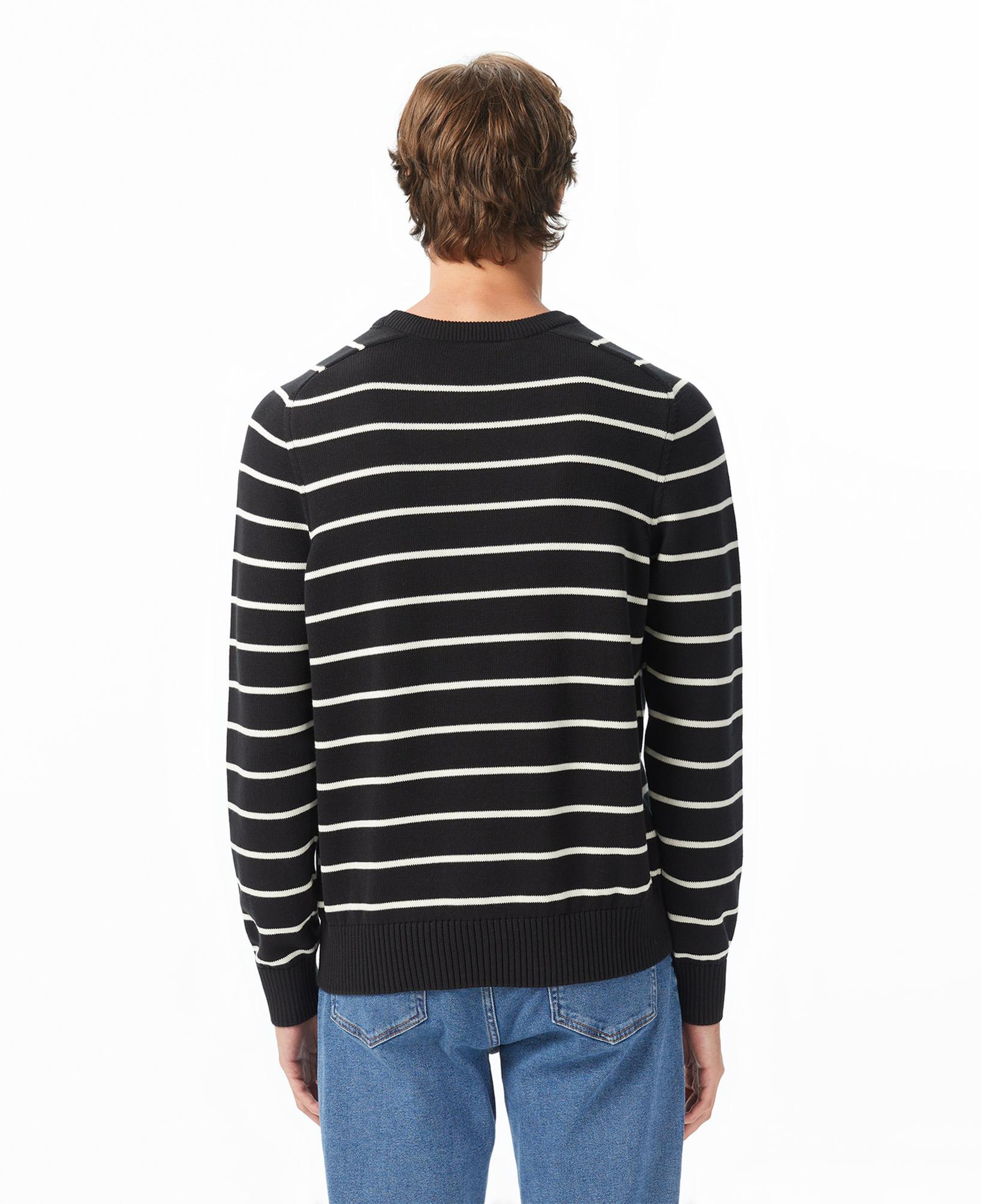 Lacoste Erkek Classic Fit Bisiklet Yaka Çizgili Siyah Kazak