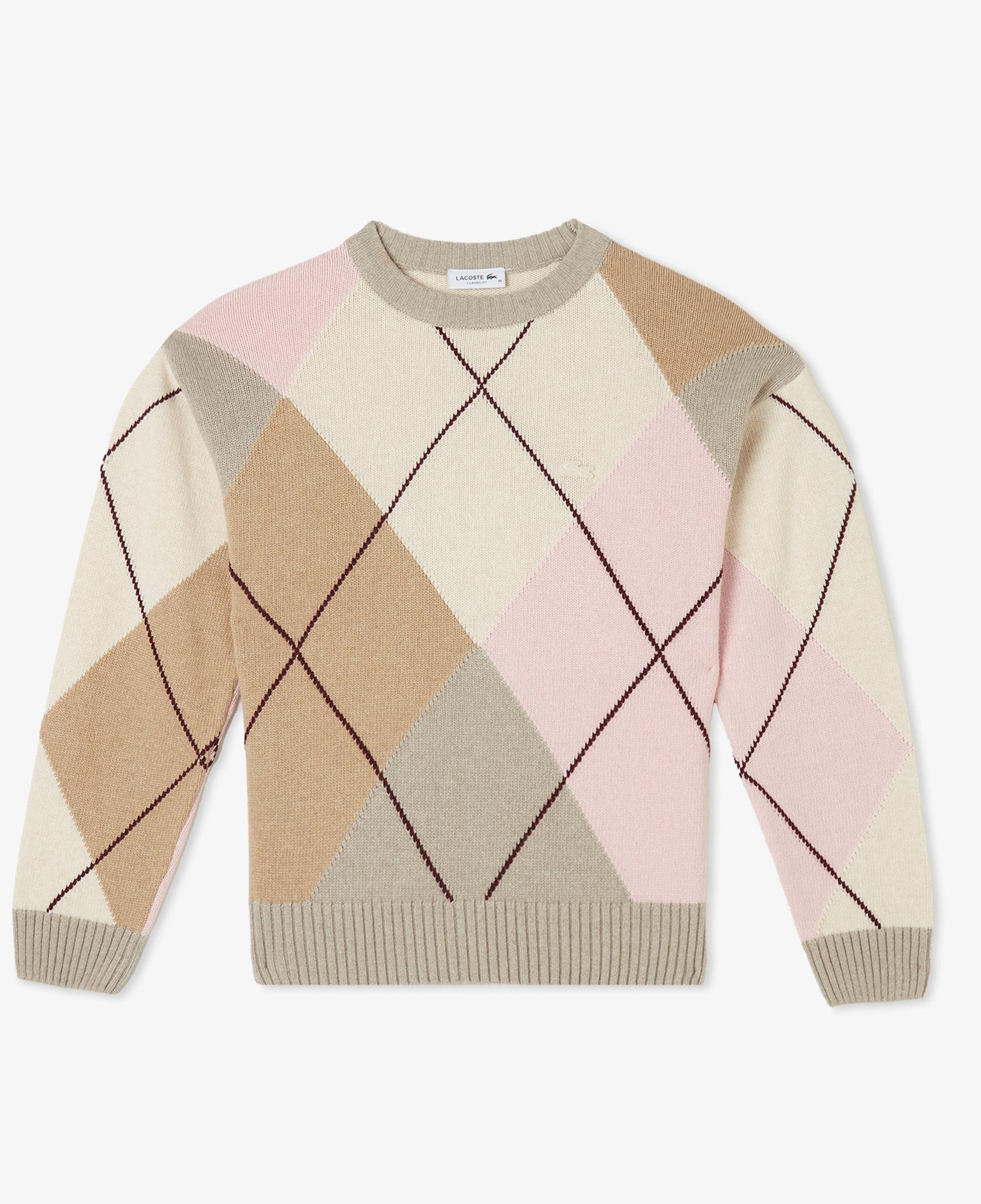 Lacoste Kadın Regular Fit Bisiklet Yaka Renk Bloklu Bej Triko