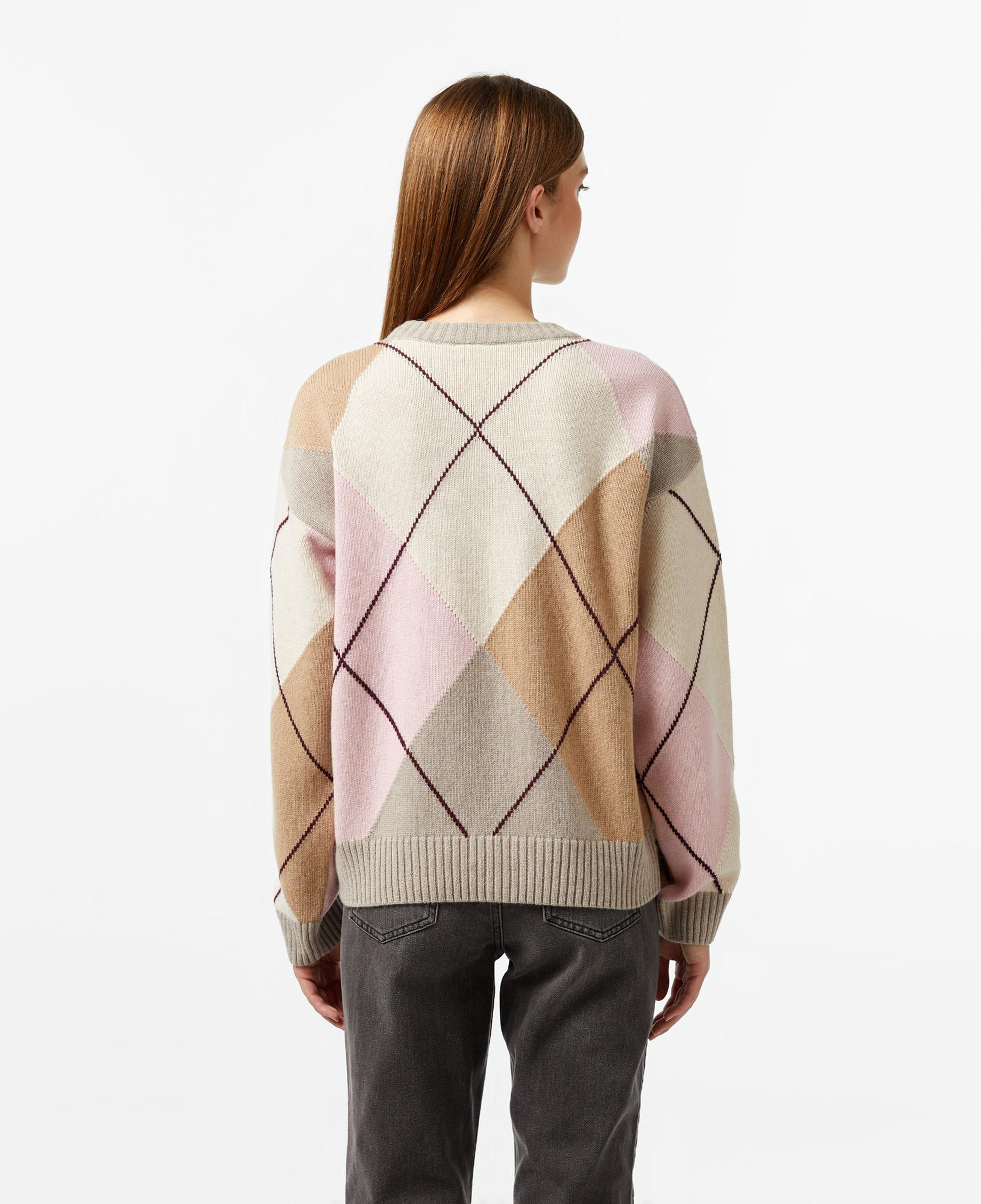 Lacoste Kadın Regular Fit Bisiklet Yaka Renk Bloklu Bej Triko