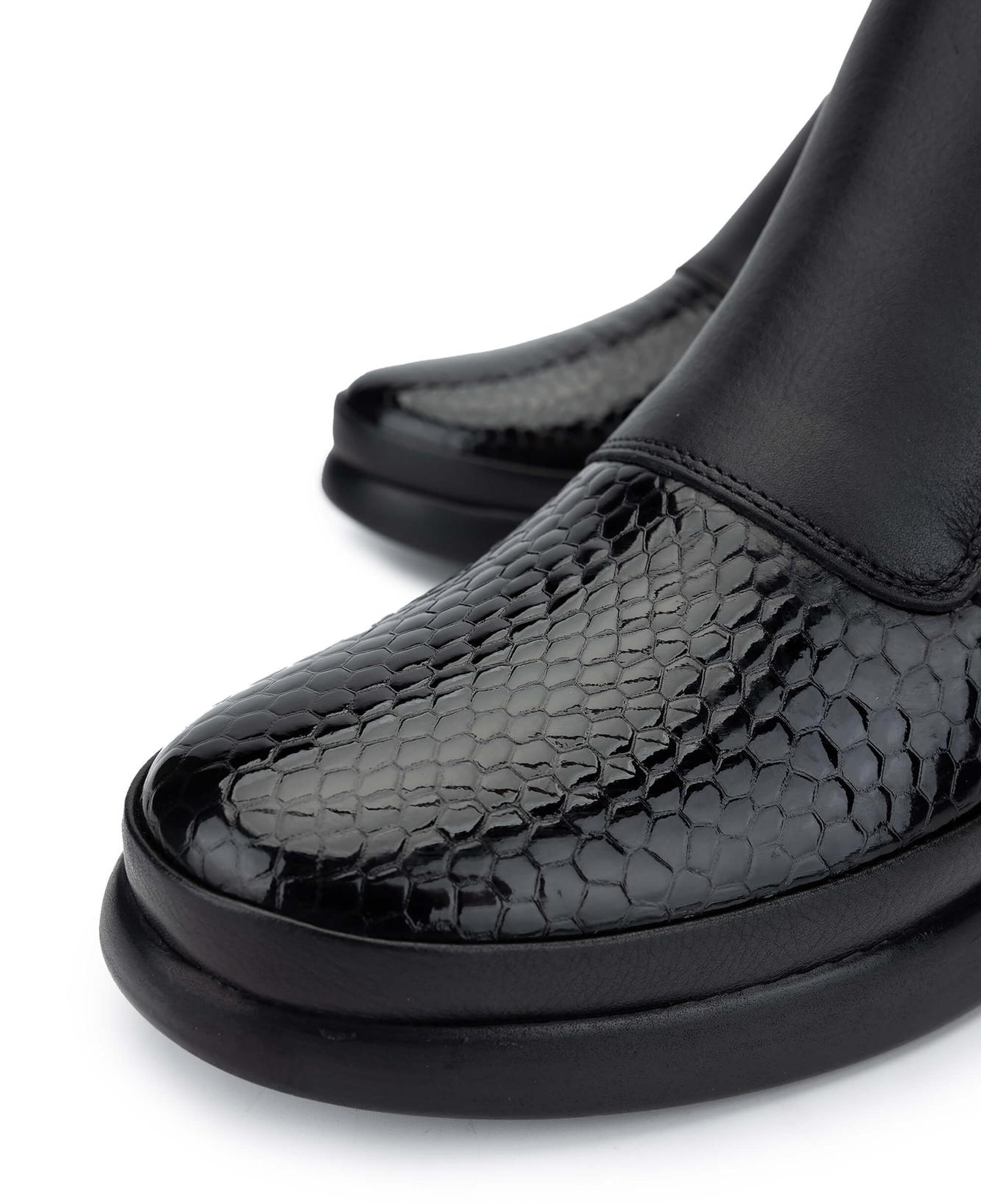 Tamer Tanca Kadın Hakiki Deri Siyah Kroko Casual Bot