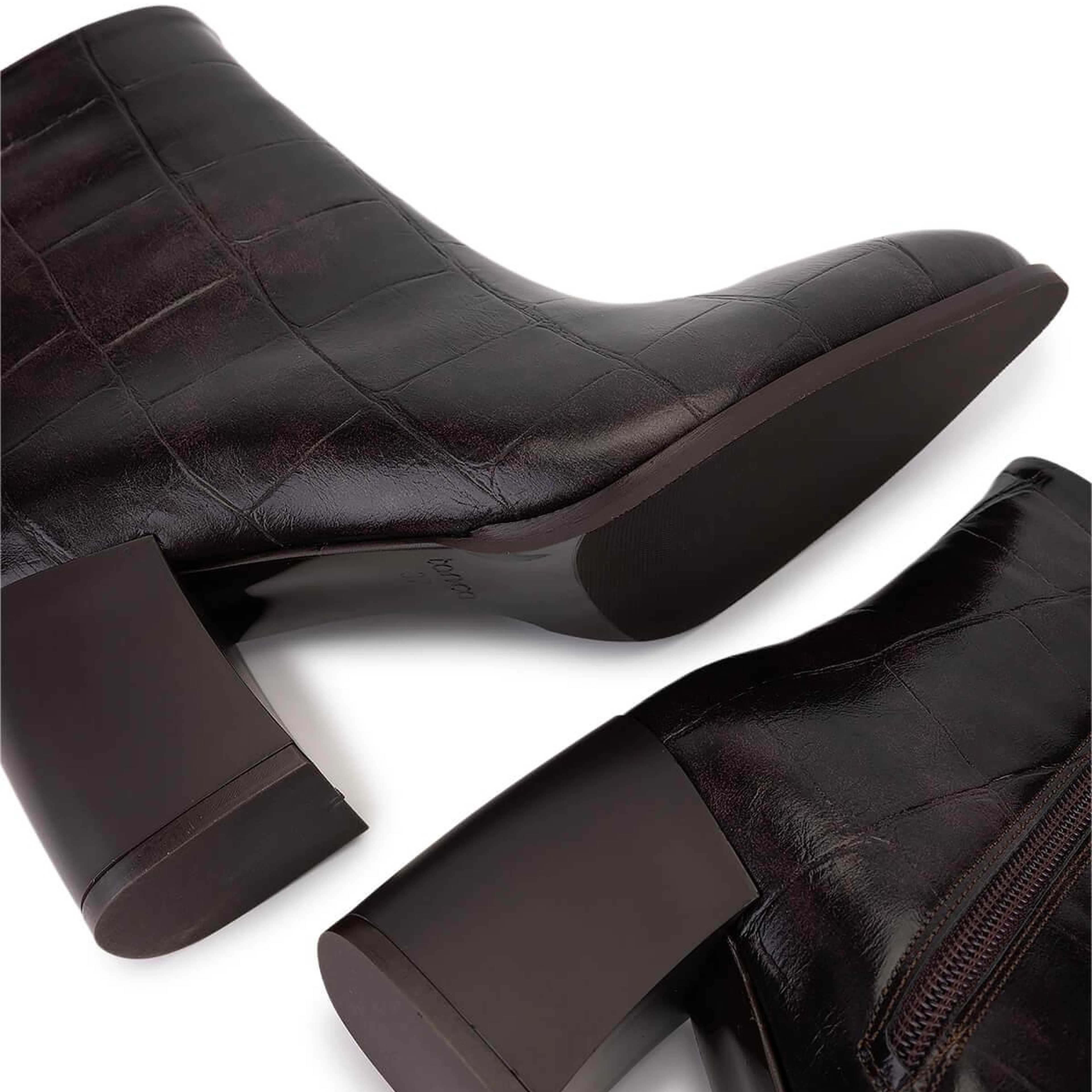 Tamer Tanca Kadın Suni Deri Kahverengi Kroko Topuklu Bot