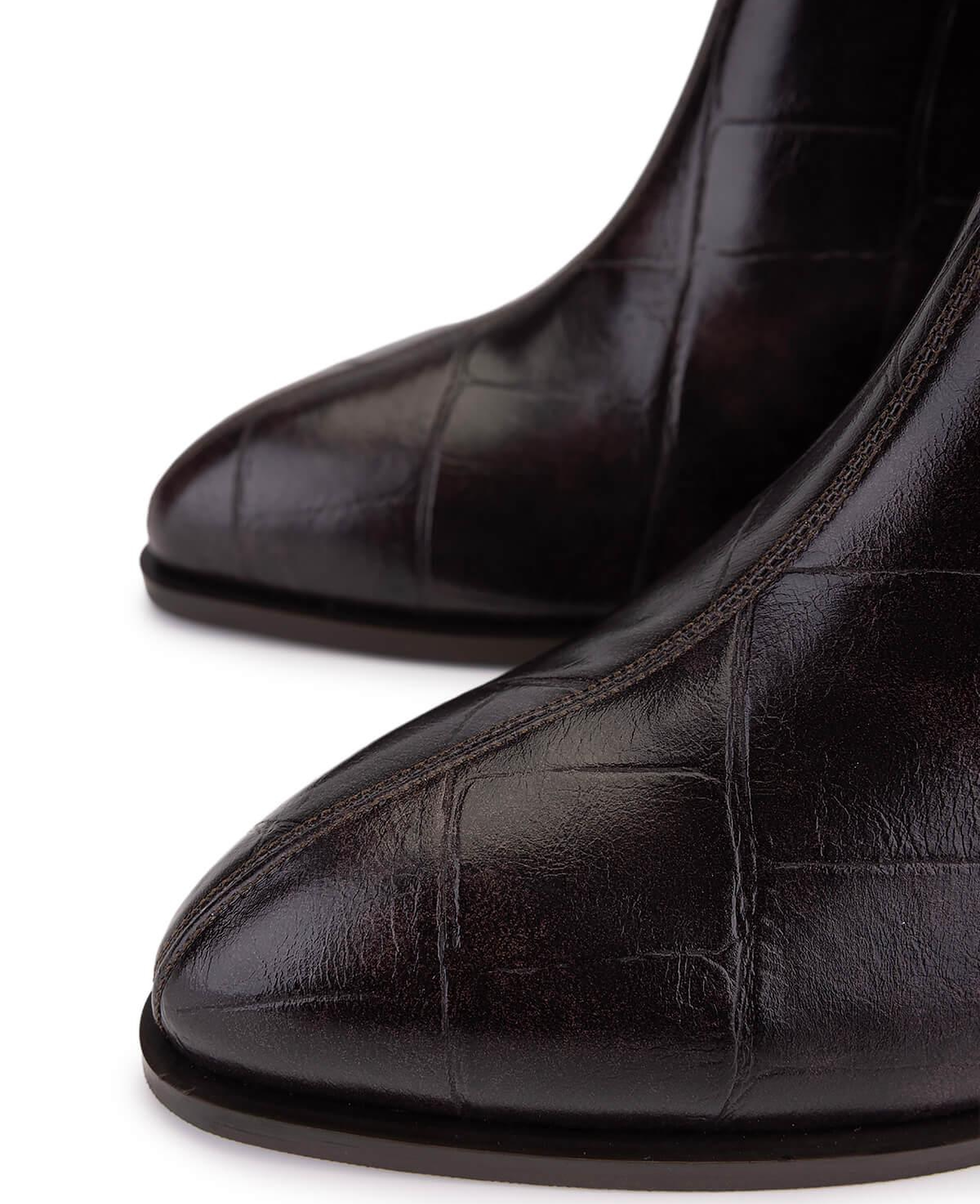 Tamer Tanca Kadın Suni Deri Kahverengi Kroko Topuklu Bot