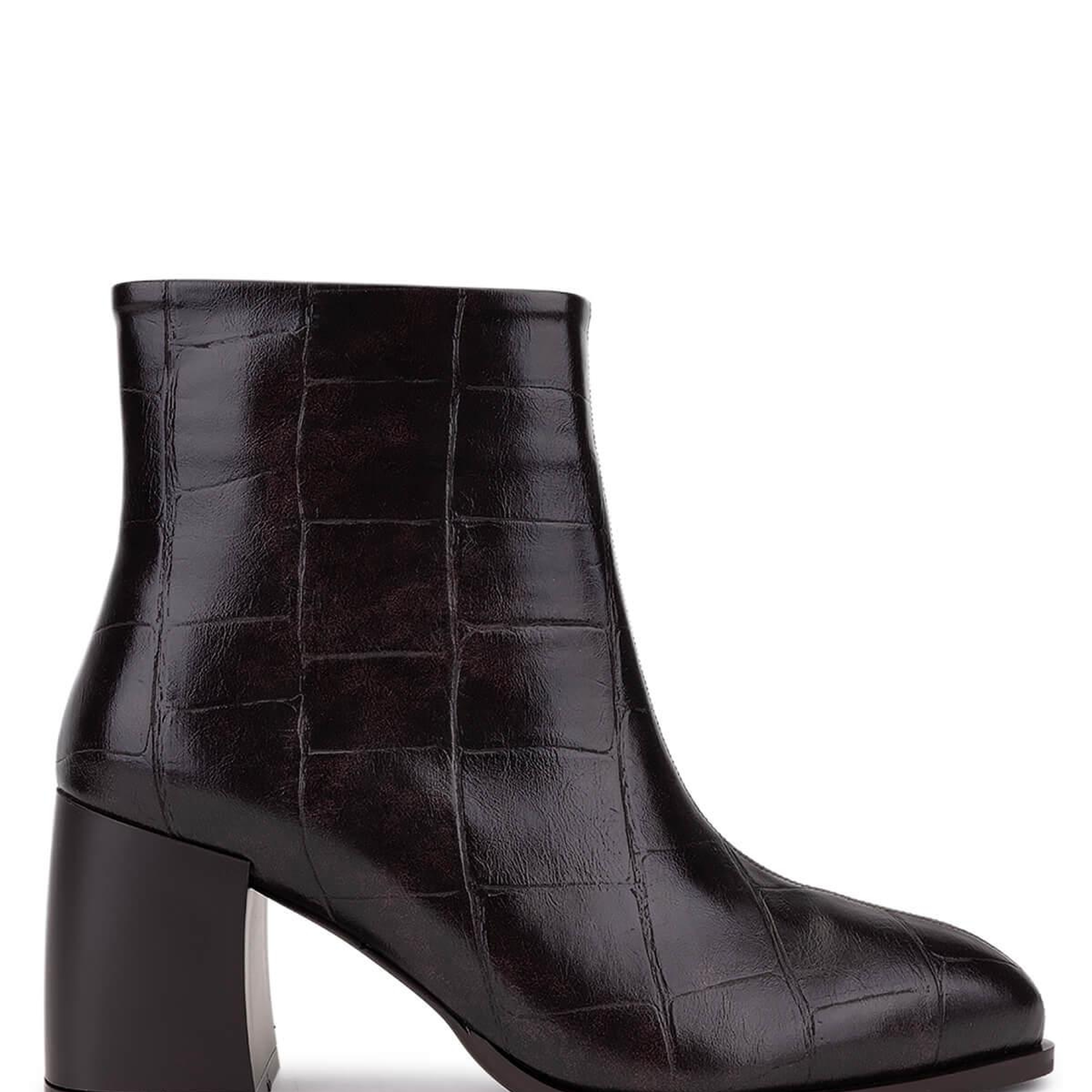 Tamer Tanca Kadın Suni Deri Kahverengi Kroko Topuklu Bot