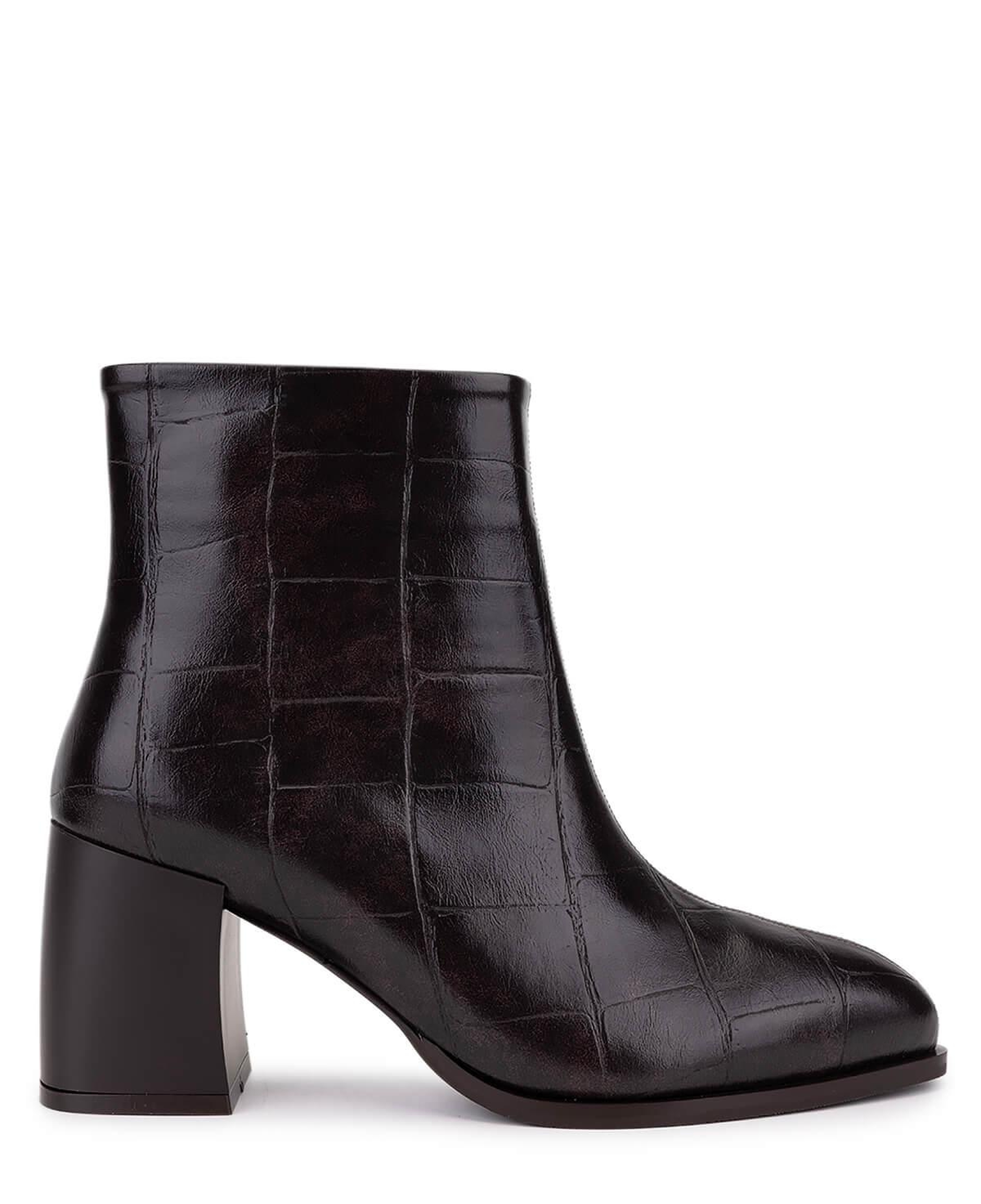 Tamer Tanca Kadın Suni Deri Kahverengi Kroko Topuklu Bot