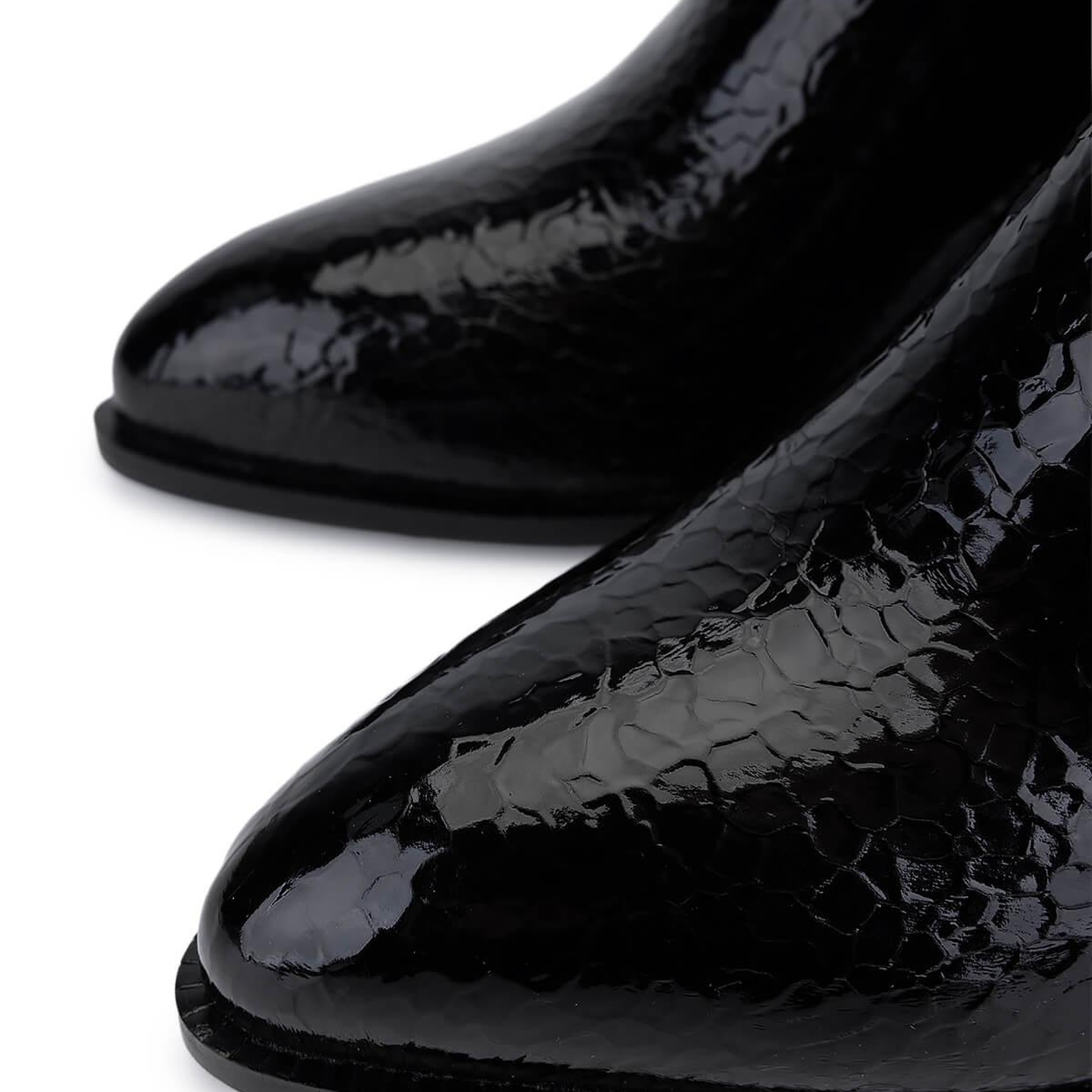 Tamer Tanca Kadın Suni Deri Siyah Rugan Topuklu Bot